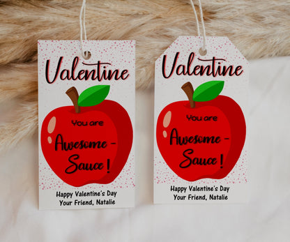 Valentines Classroom | Apple Sauce | Toddler Valentines | Applesauce Valentine Printable | Awesome Sauce Valentines Day Stickers I teachers