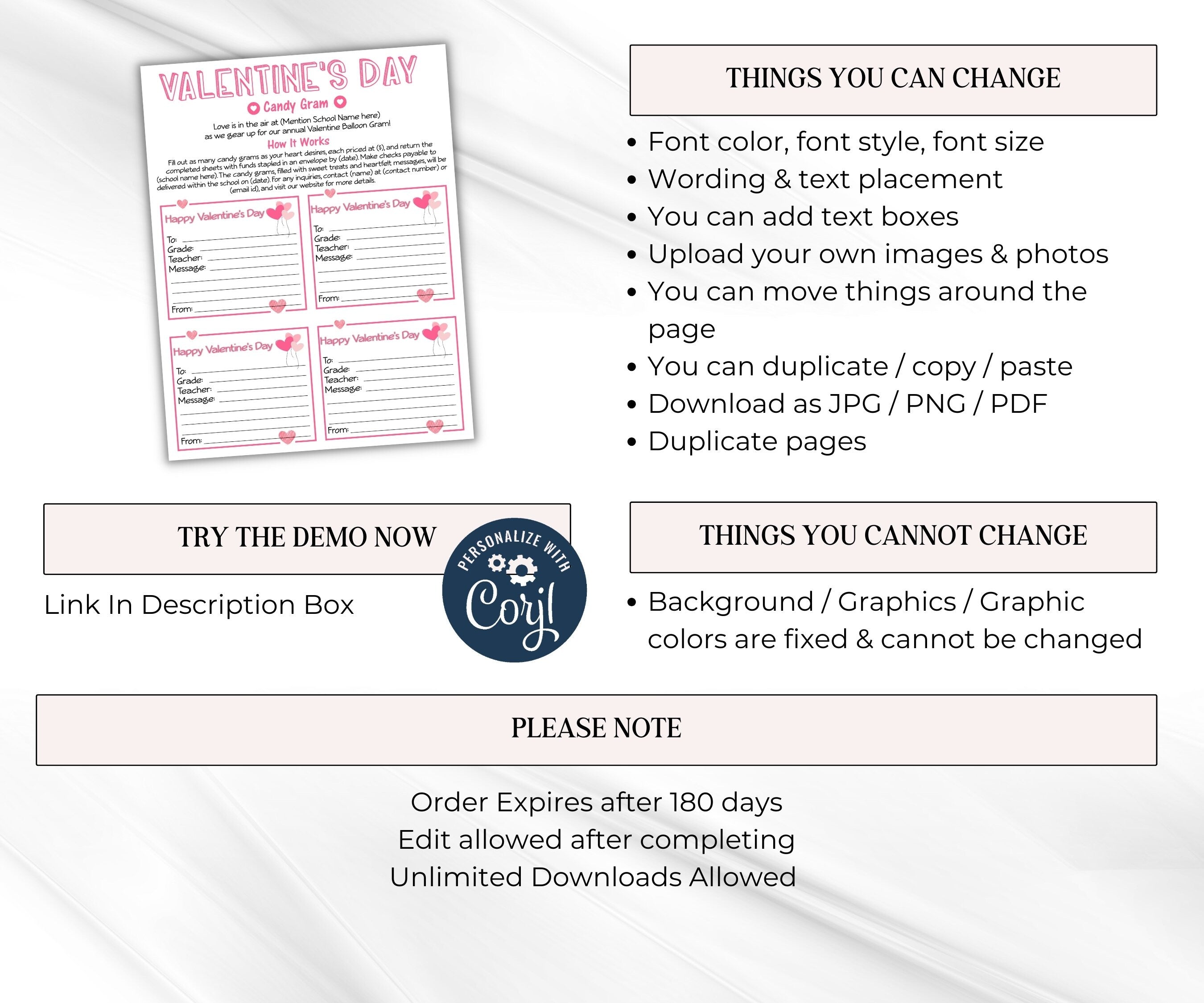 Classroom gram I Valentine Day Candy Fundraiser | Church School Pto Pta Flyer I Valentine Fundraiser I Fundraiser Flyer I Editable Template