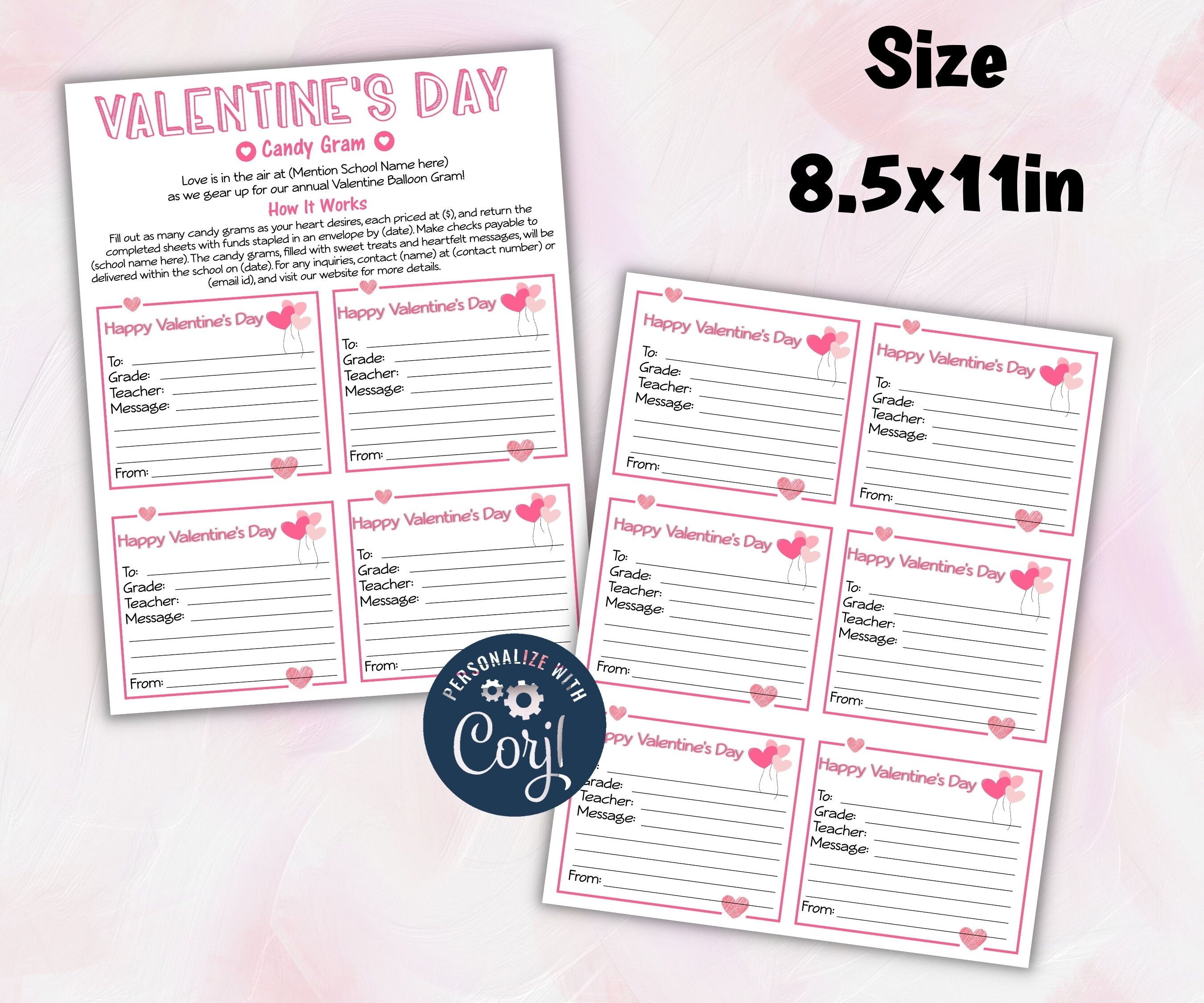 Classroom gram I Valentine Day Candy Fundraiser | Church School Pto Pta Flyer I Valentine Fundraiser I Fundraiser Flyer I Editable Template