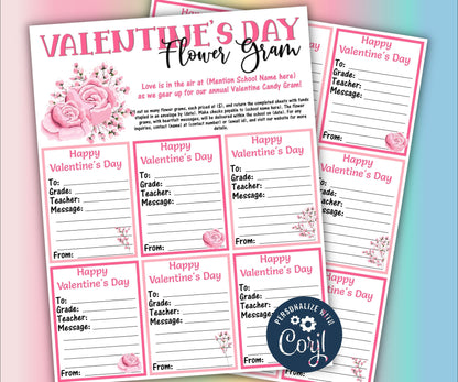 Valentine Day Flower Fundraiser | Church School Pto Pta Flyer I Valentine Fundraiser I Fundraiser Flyer I Editable Template I Classroom gram