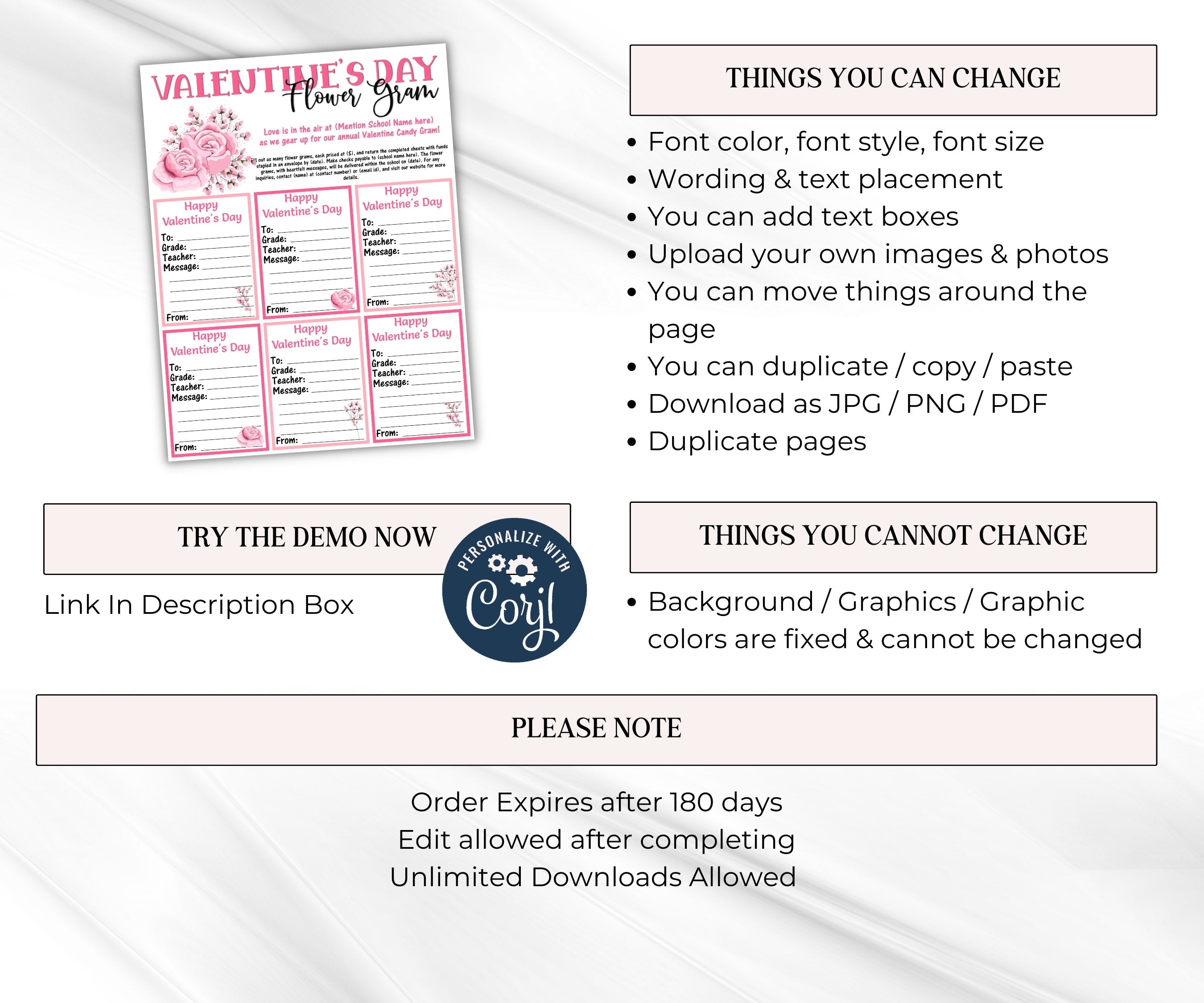 Valentine Day Flower Fundraiser | Church School Pto Pta Flyer I Valentine Fundraiser I Fundraiser Flyer I Editable Template I Classroom gram