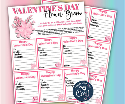 Fundraiser Flyer I Valentine Day Flower Fundraiser | Church School Pto Pta Flyer I Valentine Fundraiser I Editable Template I Classroom gram