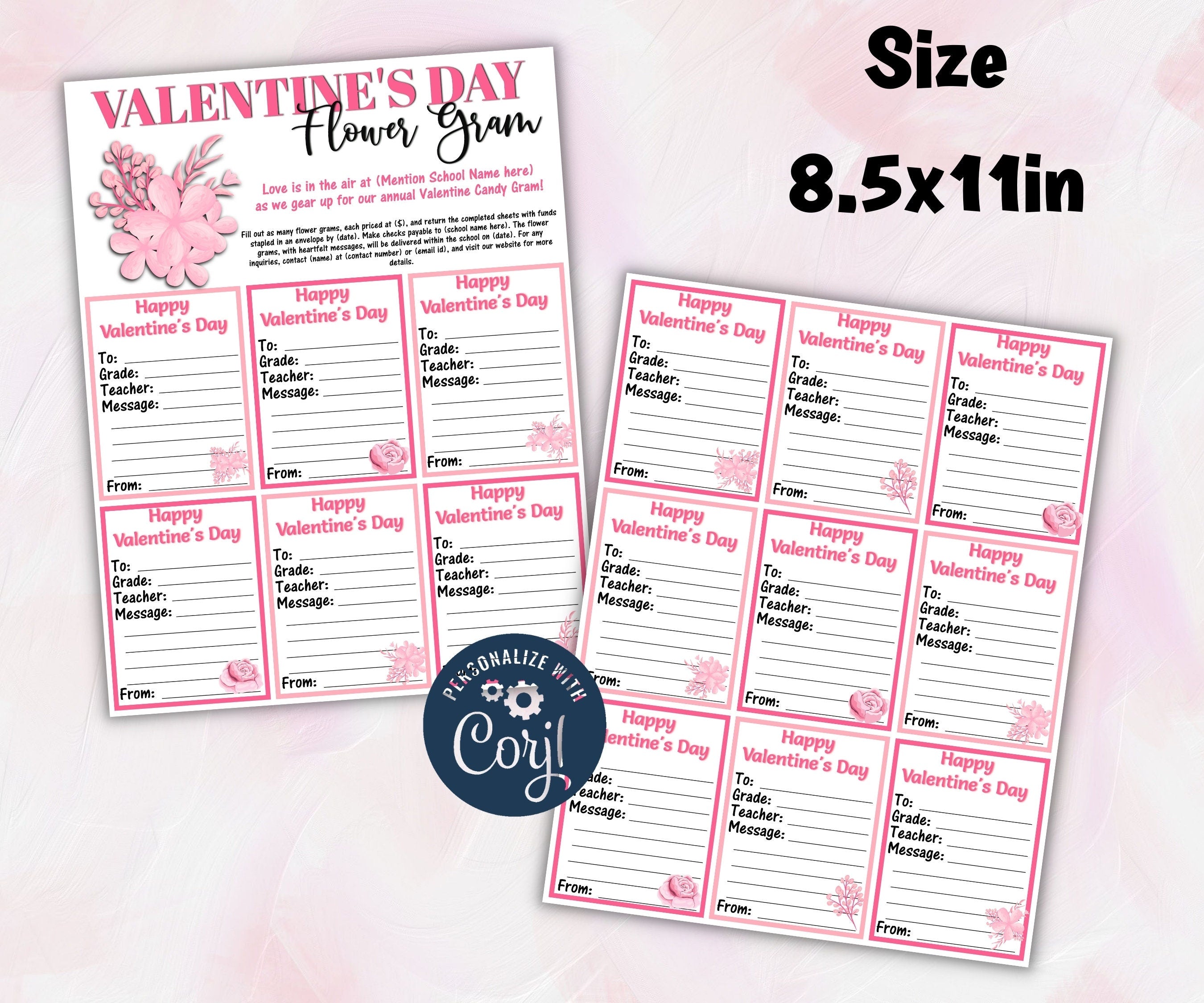 Fundraiser Flyer I Valentine Day Flower Fundraiser | Church School Pto Pta Flyer I Valentine Fundraiser I Editable Template I Classroom gram