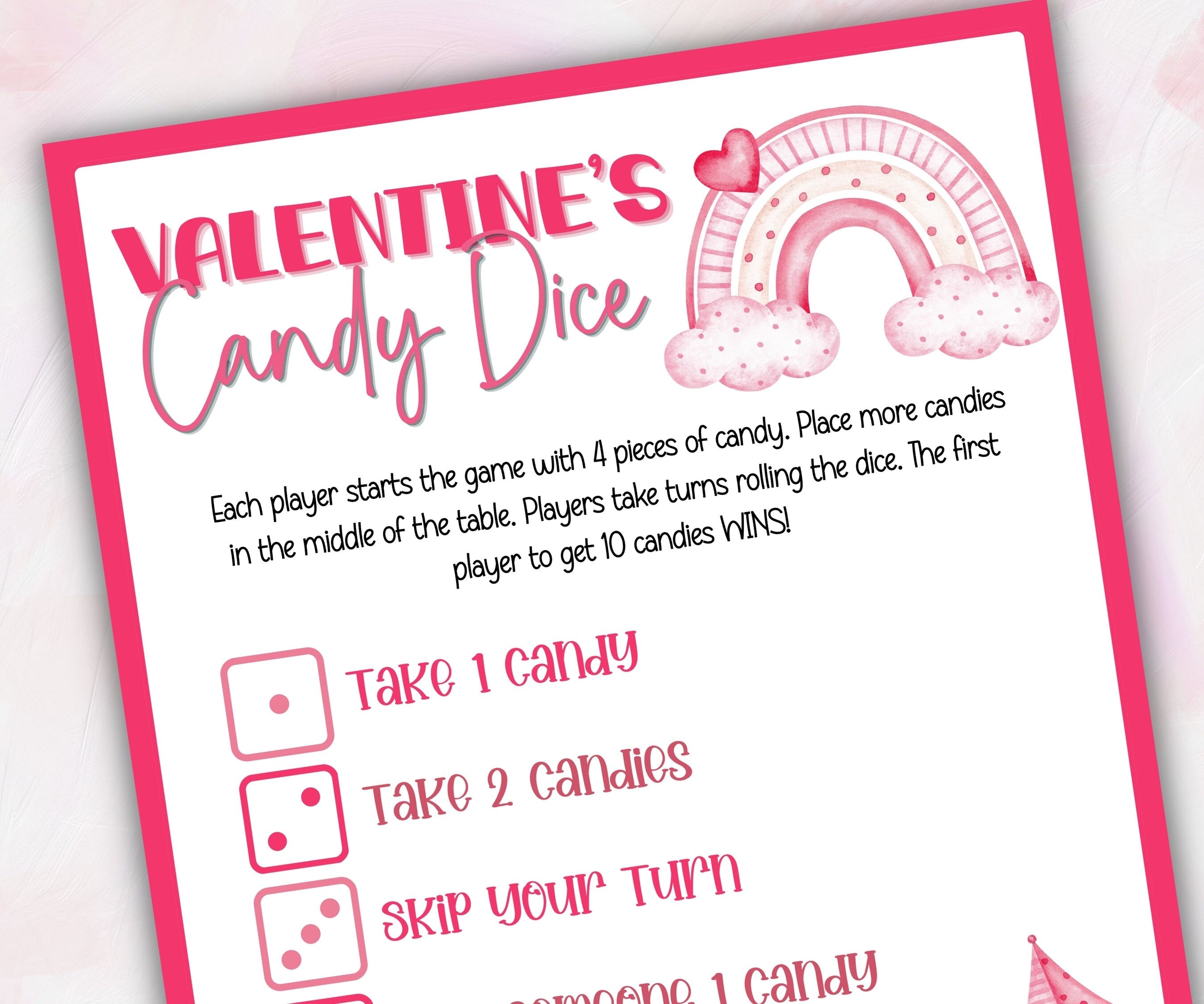 Valentine'S Party Game I Valentine Cards | Valentine'S Day | Video Game Printable | Printable Valentine Party Games I Roll A Dice Game