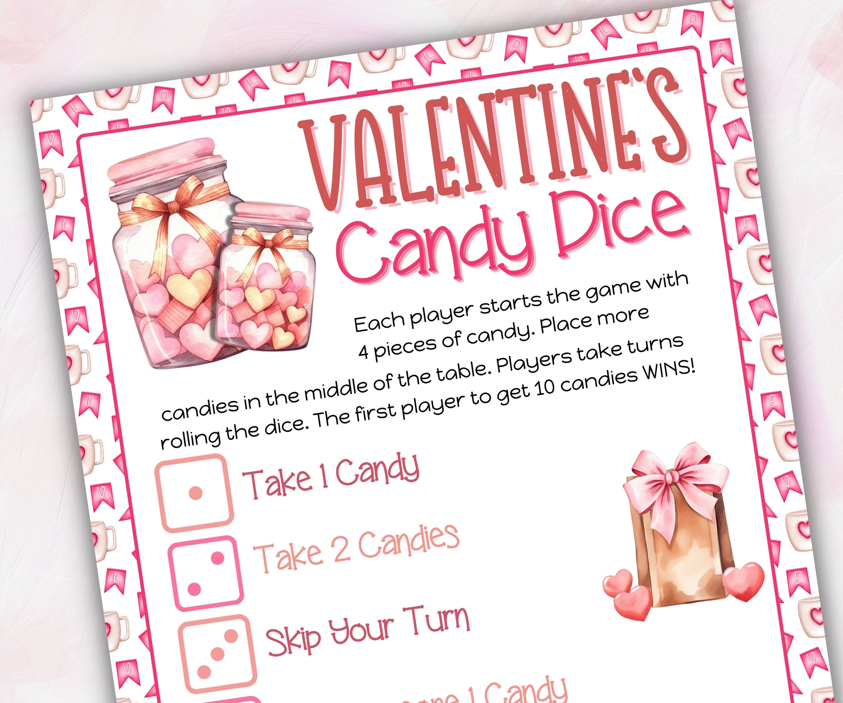 Valentine Game | Valentine Candy Jar| Classroom Game | Valentine Day Activity | Valentine'S Party Game | Fun Activity I Dice Gift Exchange