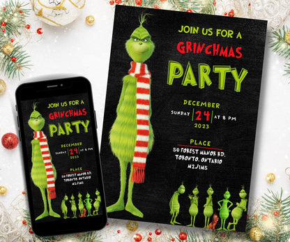 Editable Christmas Party Invitation | Grinch Party Invitation | Instant Download | Digital Funny Grinchmas Party Invitation I Canva Editable-Christmas -TheHustlingCatLady-Party Games