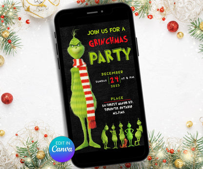 Editable Christmas Party Invitation | Grinch Party Invitation | Instant Download | Digital Funny Grinchmas Party Invitation I Canva Editable-Christmas -TheHustlingCatLady-Party Games