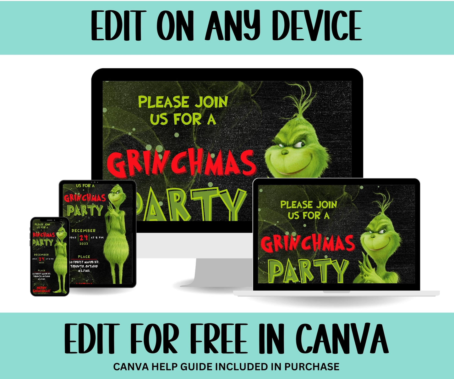 Christmas Invite | Grinchmas Party | Editable Christmas Party Invitation | Grinch Party Invitation I Digital Funny Grinchmas Invitation-Christmas -TheHustlingCatLady-Party Games