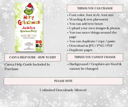 Digital Funny Grinchmas Invitation I Christmas Invite | Grinchmas Party | Editable Christmas Party Invitation | Grinch Party Invitation I-Christmas -TheHustlingCatLady-Party Games