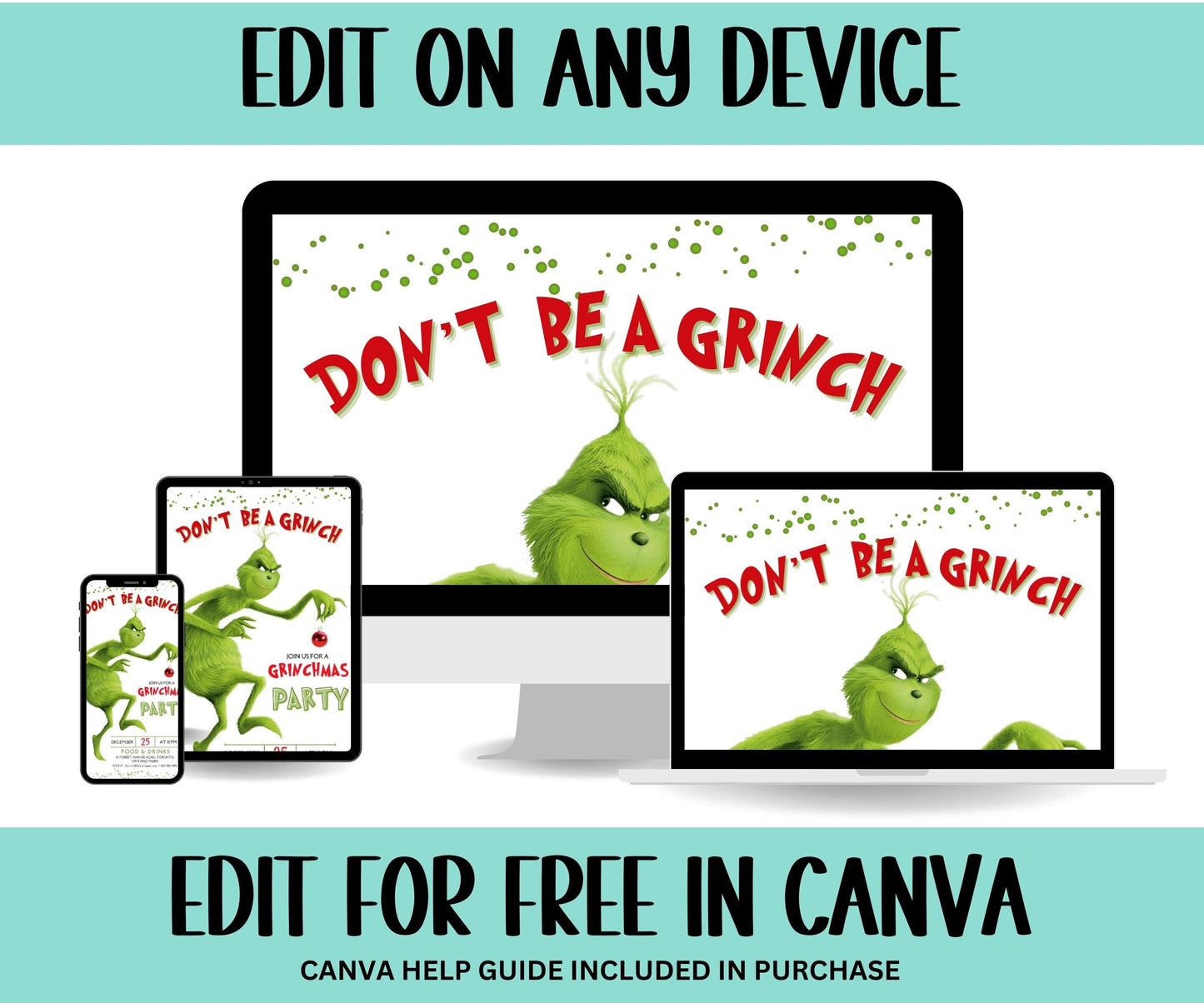 Grinchmas Party | Grinch Party Ideas I Digital Funny Grinchmas Invitation I Christmas Invite | Grinchmas Party | Editable Grinchmas Invite-Christmas -TheHustlingCatLady-Party Games