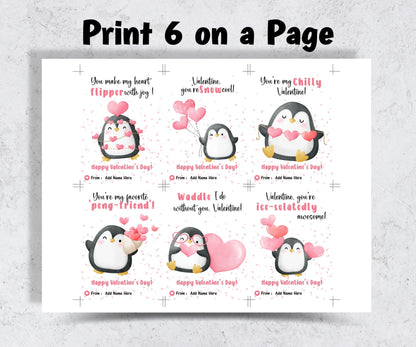 Penguin Valentines Day Cards, Classroom Valentines, Printable School Valentines , Kids Valentine Cards for School Daycare, Gift For Teacher