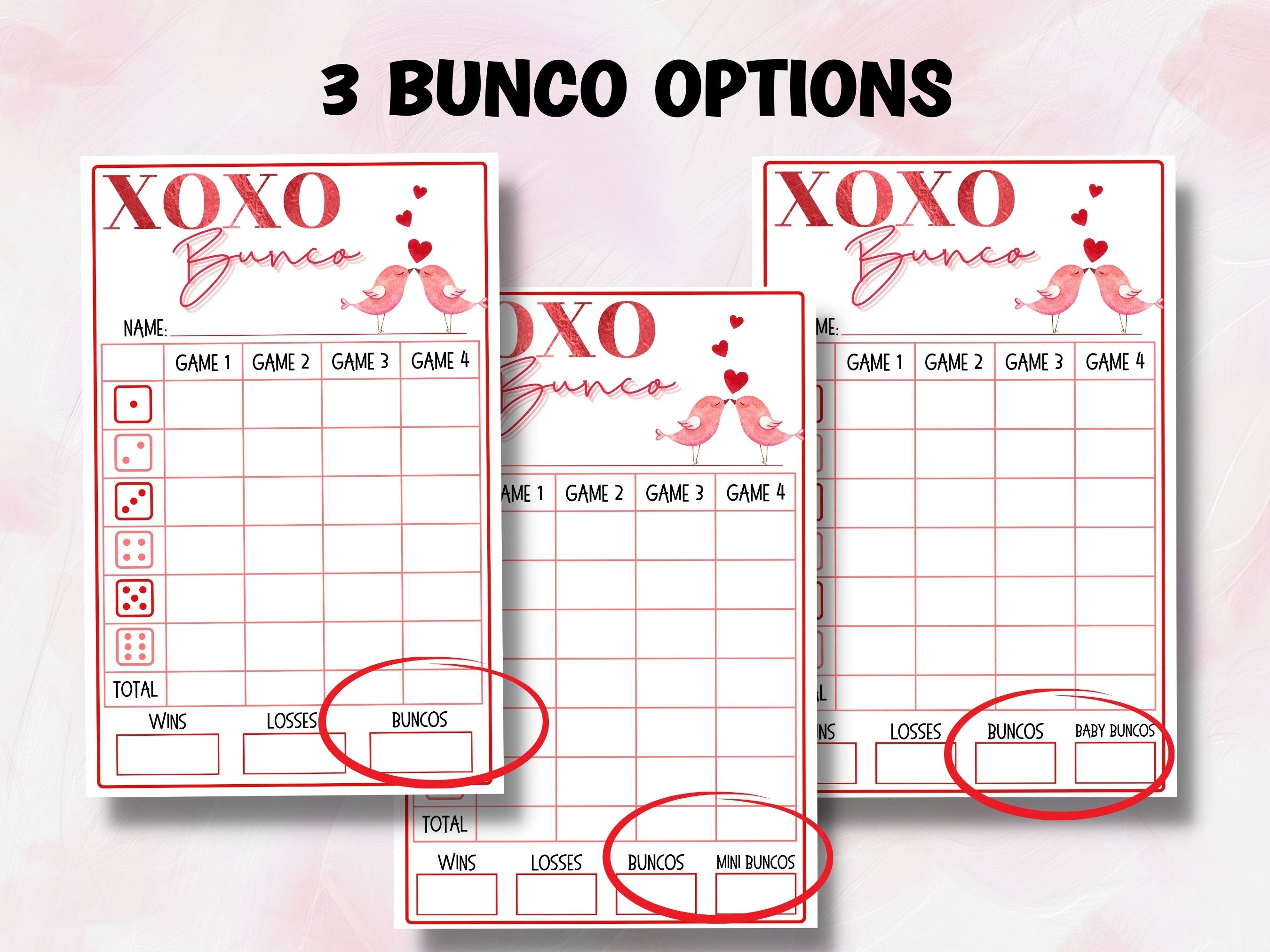 Valentine Bunco I Bunco Night I Printable Valentine Bunco Score Sheet Invitation| Bunco Game | Tally Sheet I bunco score cards I love bunco