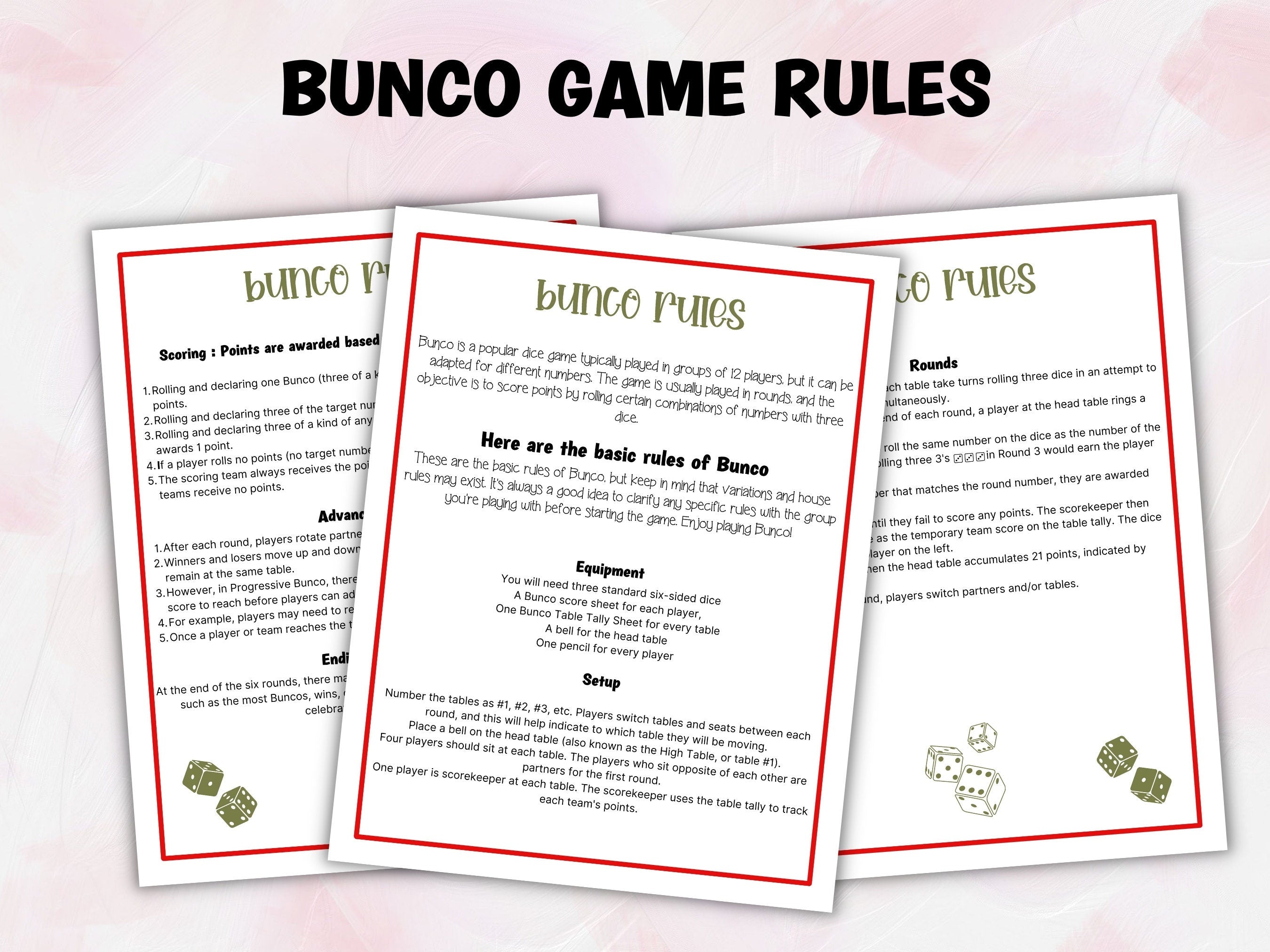 Love Bunco Score Sheet Template | Pink And Red Printable Bunco | Valentines Printable Bunco | Printable Bunco Set I February Bunco Cards