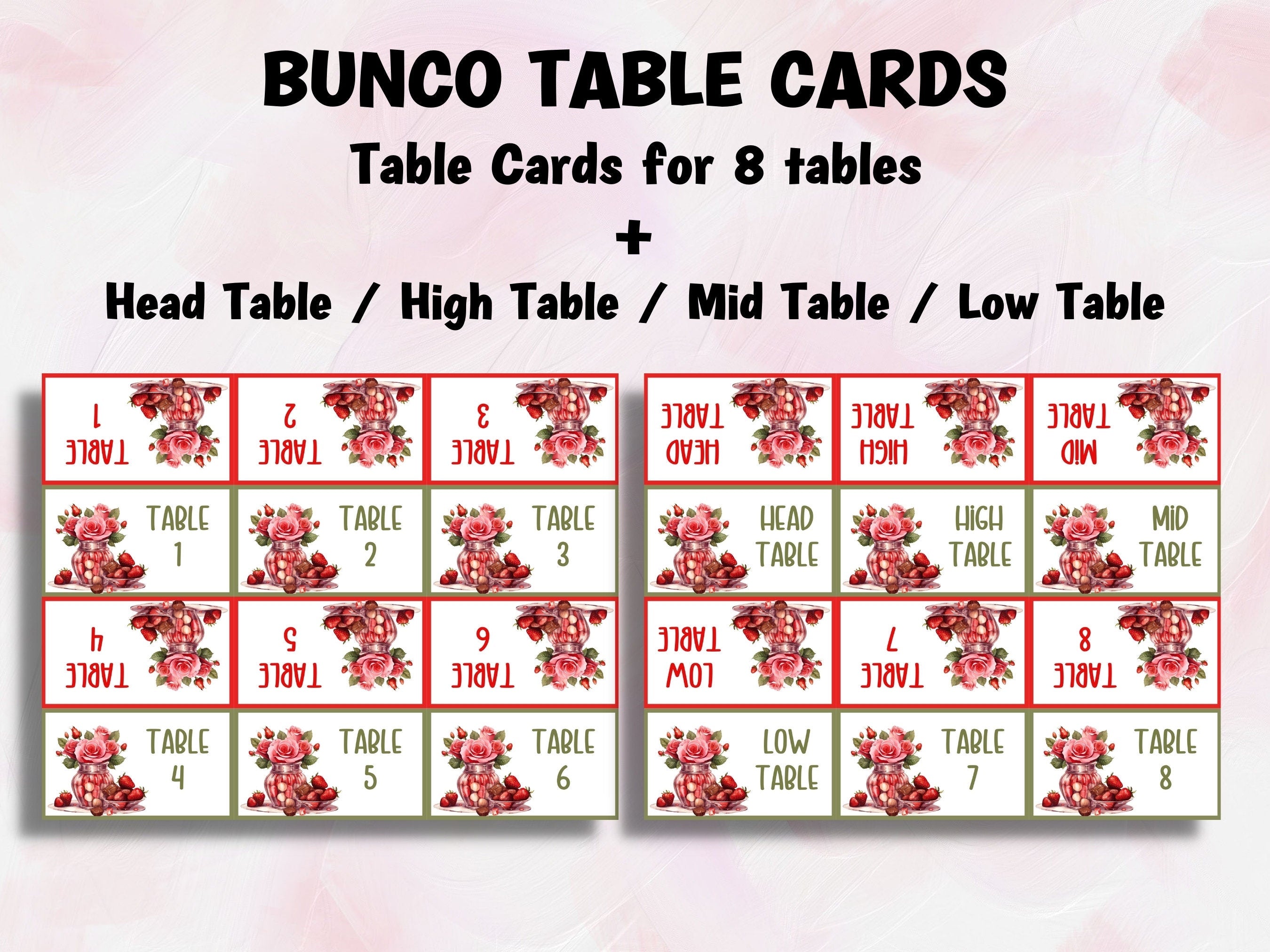 Love Bunco Score Sheet Template | Pink And Red Printable Bunco | Valentines Printable Bunco | Printable Bunco Set I February Bunco Cards