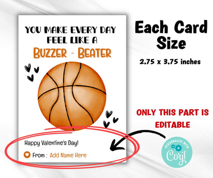 Basketball Valentines Day Cards, Classroom Valentines, Printable School Valentine , Kids Valentine Card for School Daycare, Gift For Teacher