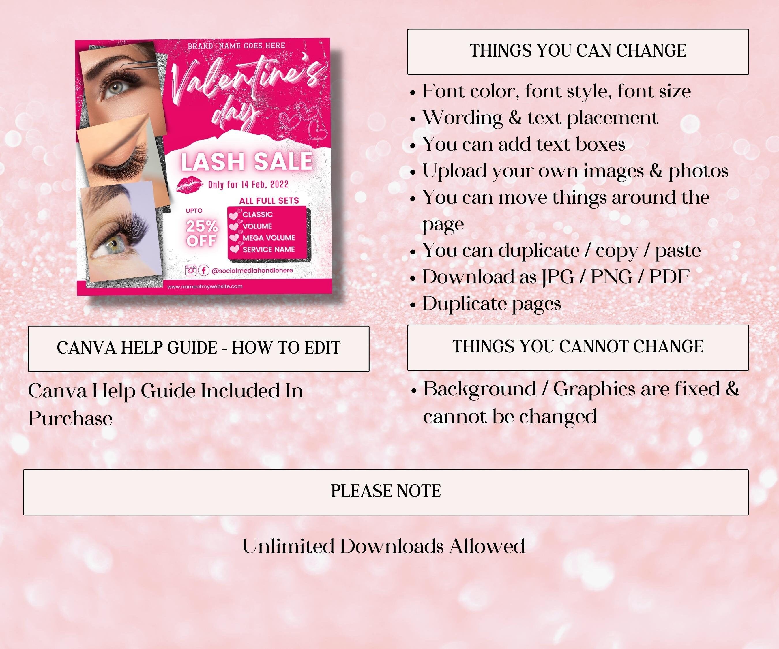 Beauty Flyer I Instagram Flyer I Hair Flyer | Valentines Day Lash Sale Flyer| Diy Lash Extensions Flyer | Makeup Artist | Appointment Flyer