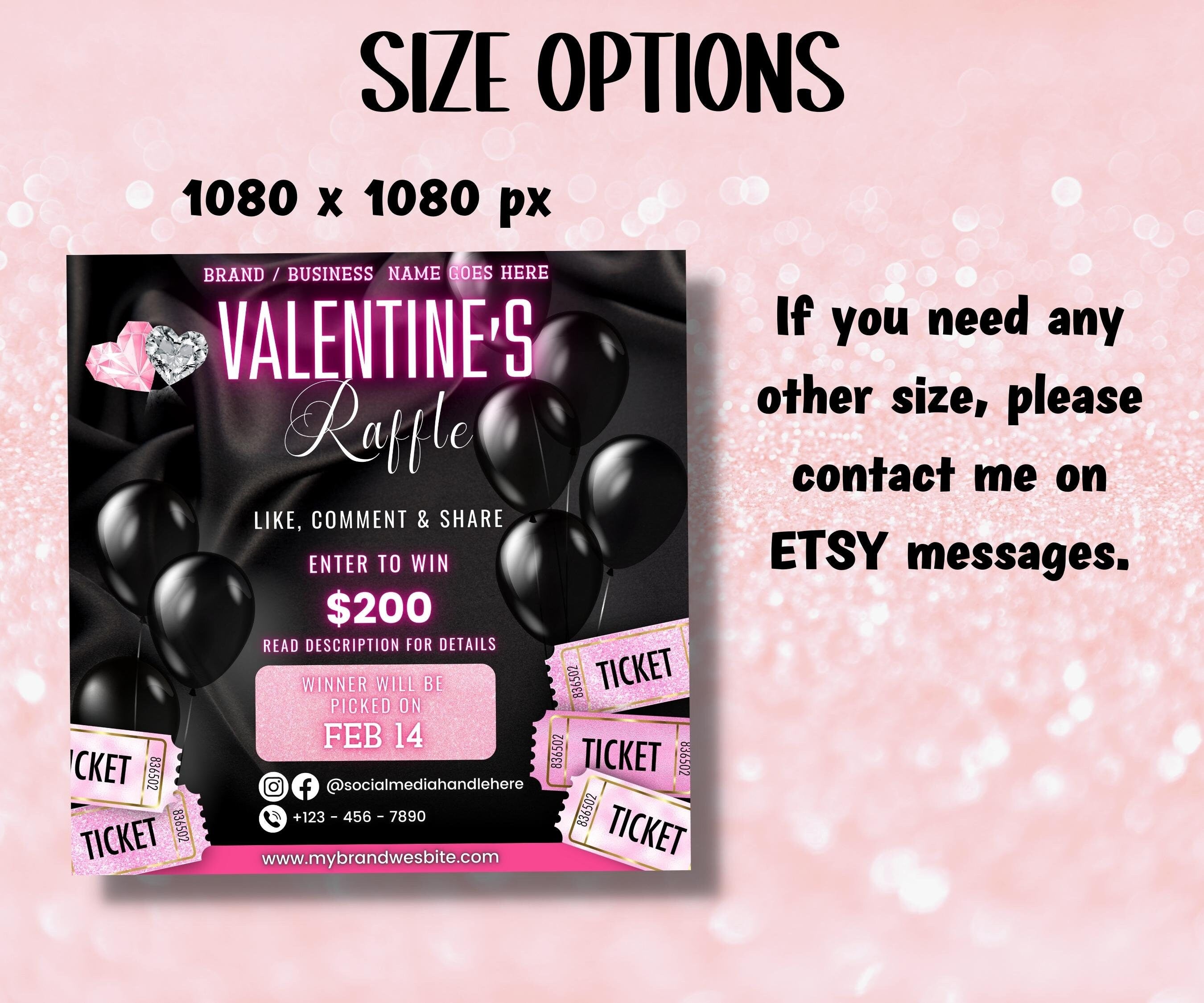 Valentines Giveaway Flyer | Raffle Flyer Template | Diy Valentines Flyer | Social Media Raffle I Edit In Canva | Instagram Flyer I VDay