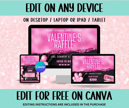 Valentines Giveaway Flyer | Like And Share | Diy Valentines Flyer | Instagram Raffle | Social Media Template | Social Media Giveaway Raffle