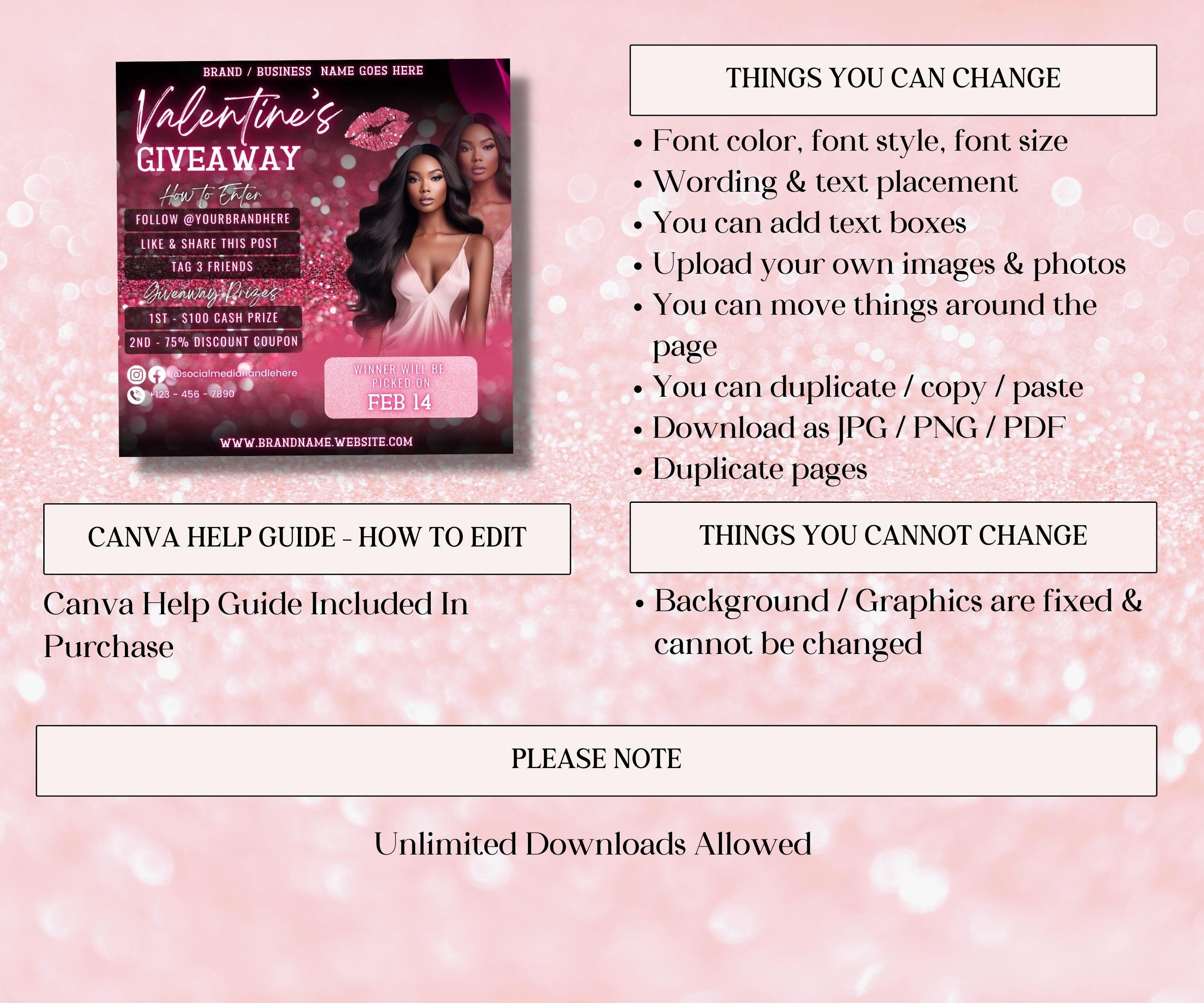 Social Media Giveaway Raffle I Valentines Giveaway Flyer | Like And Share | Diy Valentines Flyer | Instagram Raffle | Social Media Template