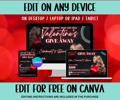 Instagram Flyer I Valentines Day Raffle Giveaway Flyer | Like And Share | Valentine Day raffle | Social Media Giveaway | Instagram Template