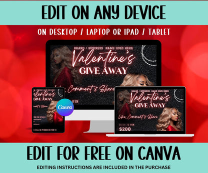 Like and Share I Valentines Giveaway Flyer | Social Media Template | Social Media Giveaway | Valentines Day raffle I Vday Giveaway Flyer