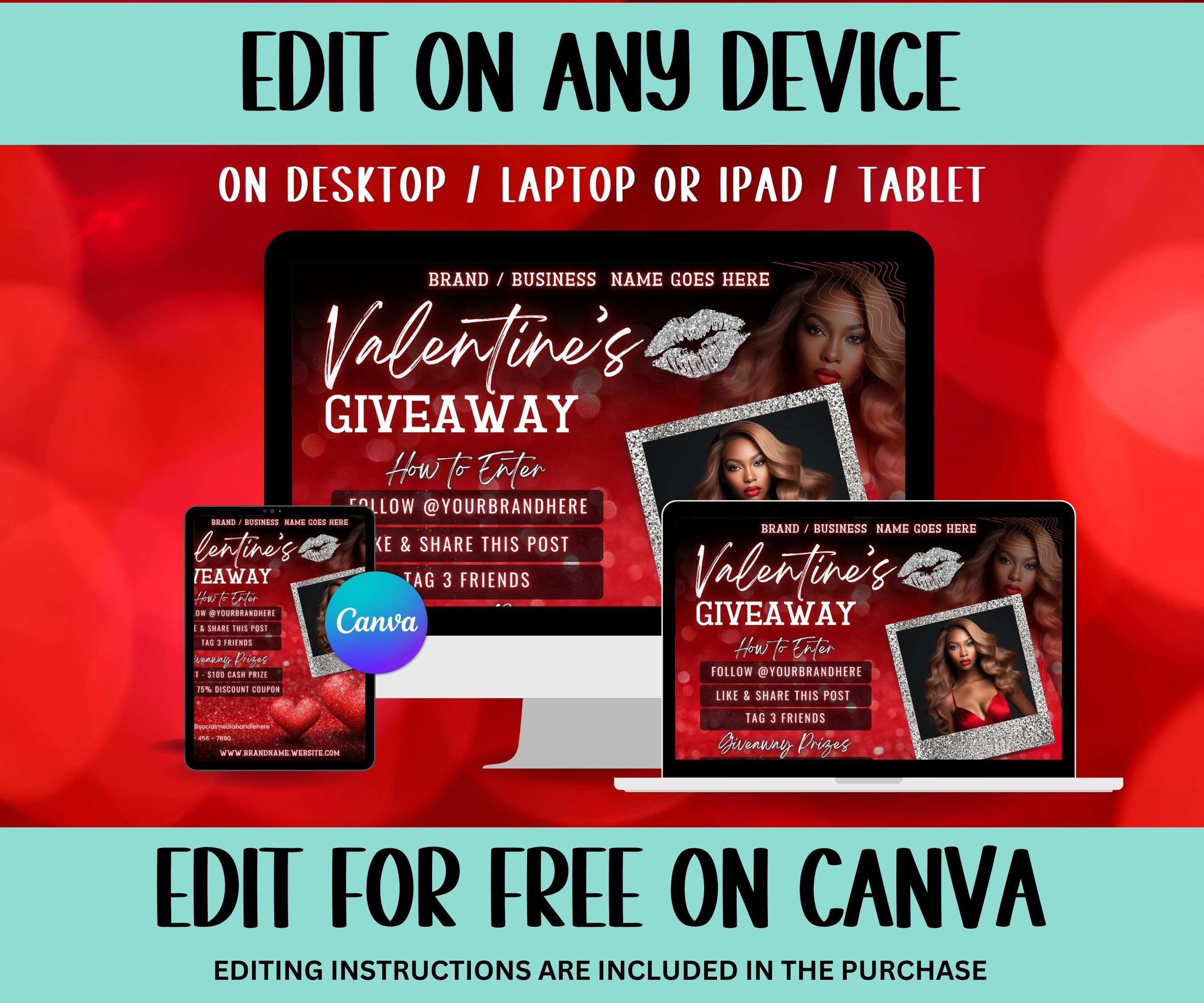 DIY Flyer I Like and Share I Valentines Giveaway Flyer | Social Media Template | Social Media Giveaway | Valentine Day raffle I Enter to Win