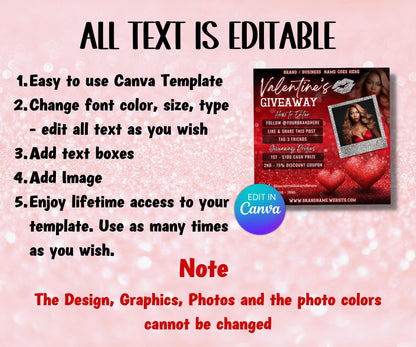 DIY Flyer I Like and Share I Valentines Giveaway Flyer | Social Media Template | Social Media Giveaway | Valentine Day raffle I Enter to Win