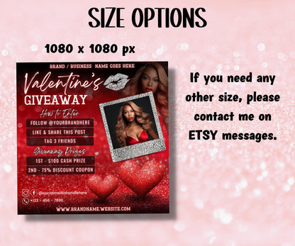 DIY Flyer I Like and Share I Valentines Giveaway Flyer | Social Media Template | Social Media Giveaway | Valentine Day raffle I Enter to Win