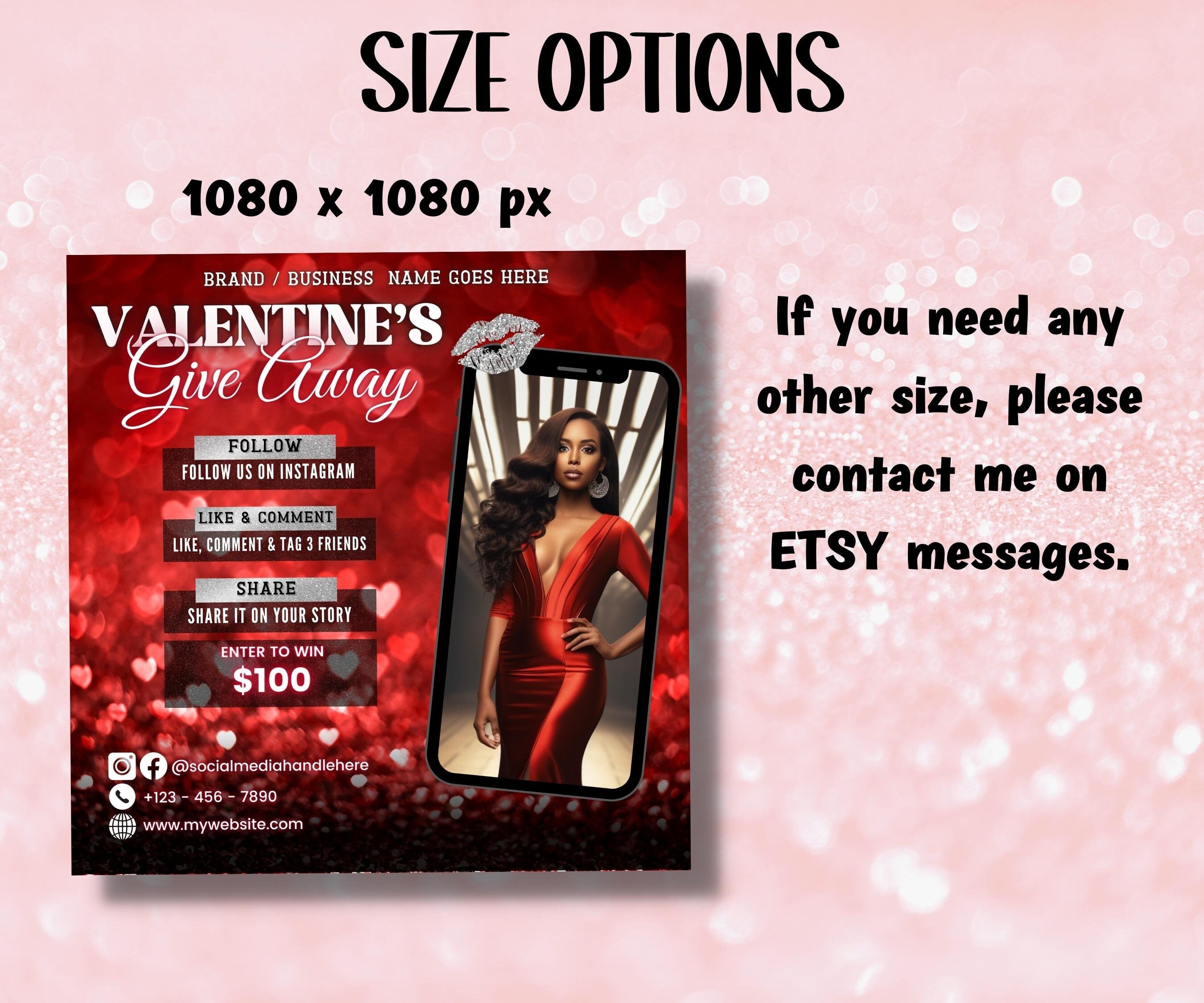 Giveaway DIY Flyer I Like and Share I Valentines Giveaway Flyer | Social Media Template | Social Media | Valentine Day raffle I Enter to Win