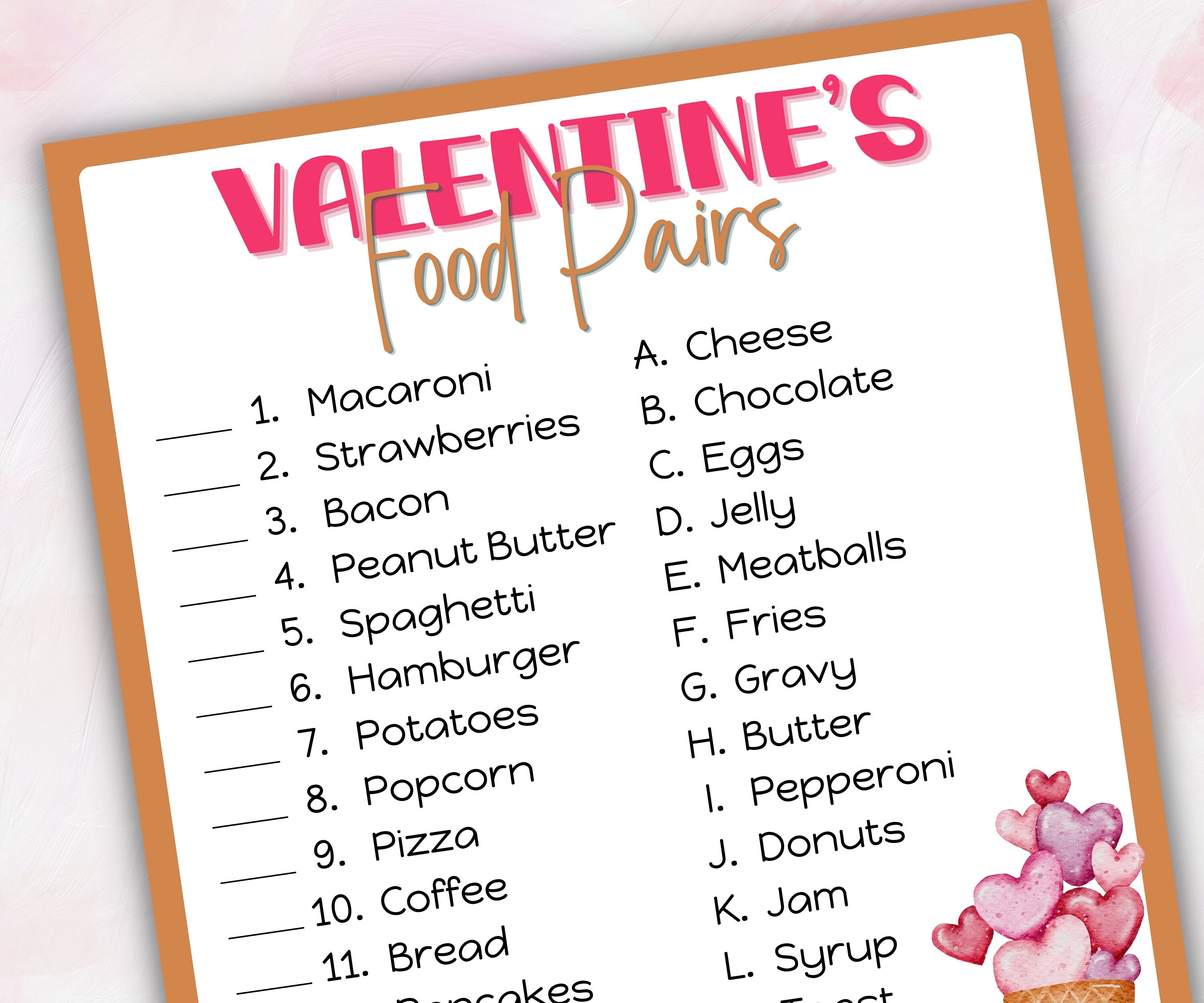 Valentine'S Party Games | Valentines Day Activity For Kids And Adults | Valentine'S Day Food Pairs Game | Valentines Day Game I School VDay