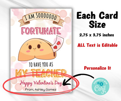 Fortune Cookie Valentine I Cookie Valentines Day Cards | Classroom Valentines | Fortune Cookie Valentine I Personalized Gift tag cards