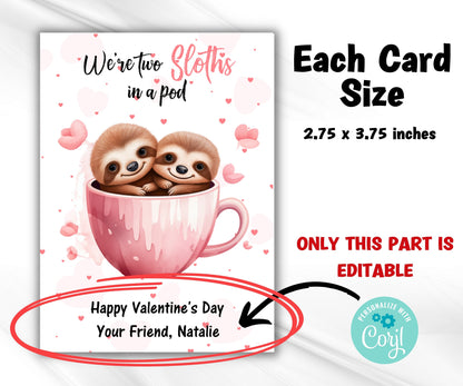 Sloth Valentine' | Valentine Cards | Sloth Valentines | Kids Valentines | Sloth Valentine'S Day Card | Classroom Valentine I Card For Kids