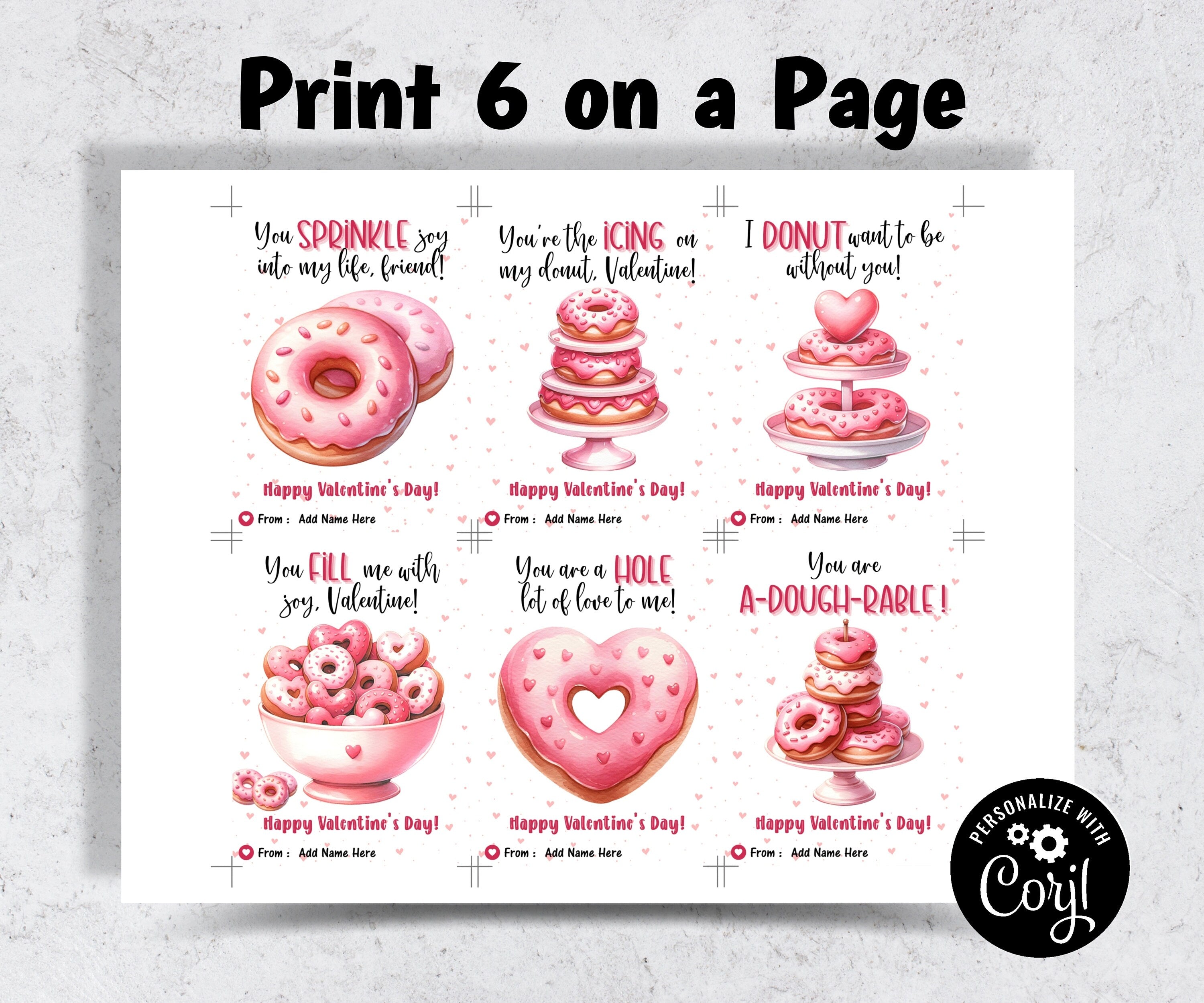 Editable Donut Valentine | Kid Valentine Cards | Donut Know Valentine | Printable Cards For Kids | Printable Tag | Valentine Favor Tags