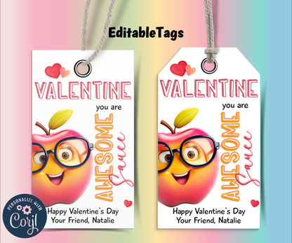 Kids Valentine | Applesauce Valentine' | Applesauce Valentine Stickers | Printable Main Squeeze Valentine | Valentine Tag I You are Awesome