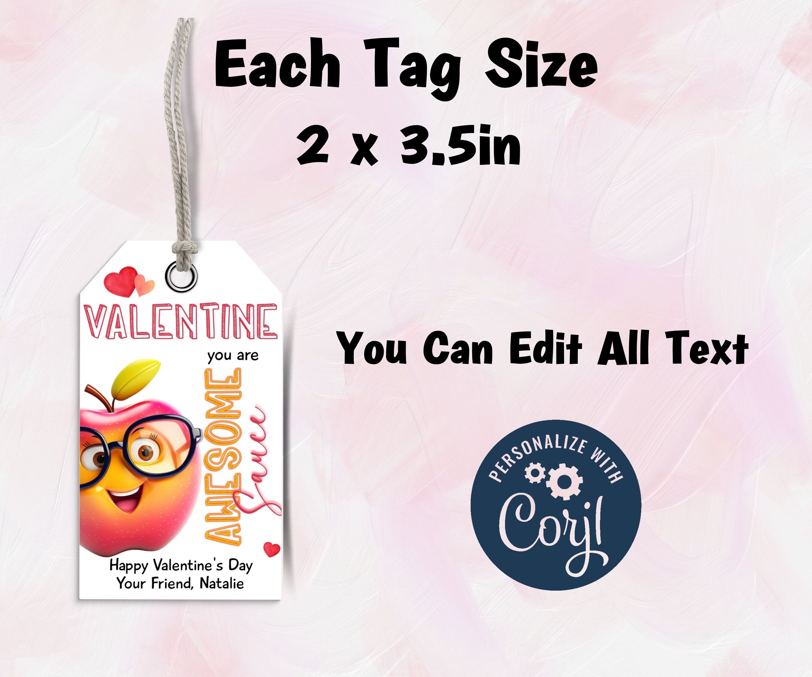 Kids Valentine | Applesauce Valentine' | Applesauce Valentine Stickers | Printable Main Squeeze Valentine | Valentine Tag I You are Awesome