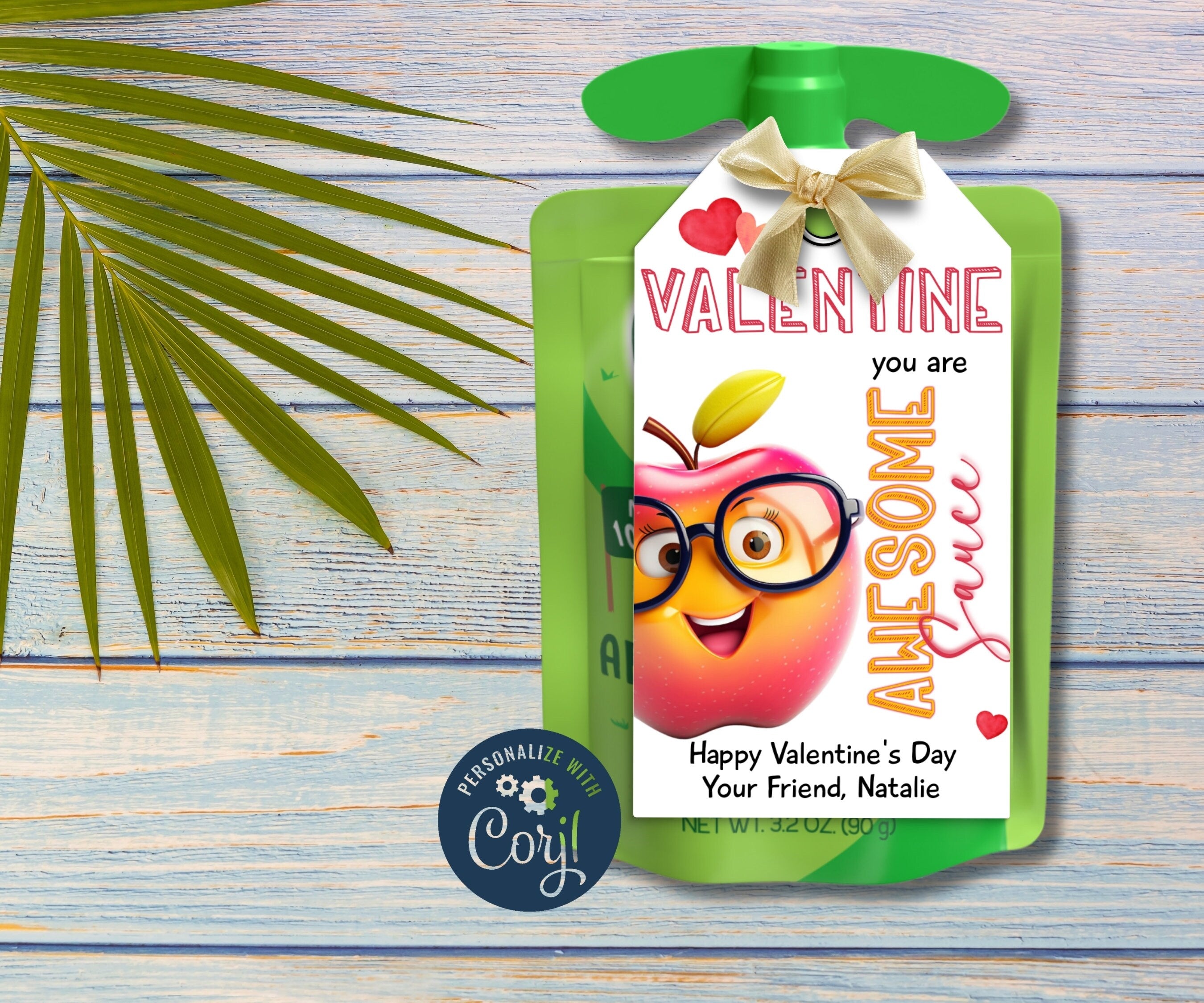 Kids Valentine | Applesauce Valentine' | Applesauce Valentine Stickers | Printable Main Squeeze Valentine | Valentine Tag I You are Awesome