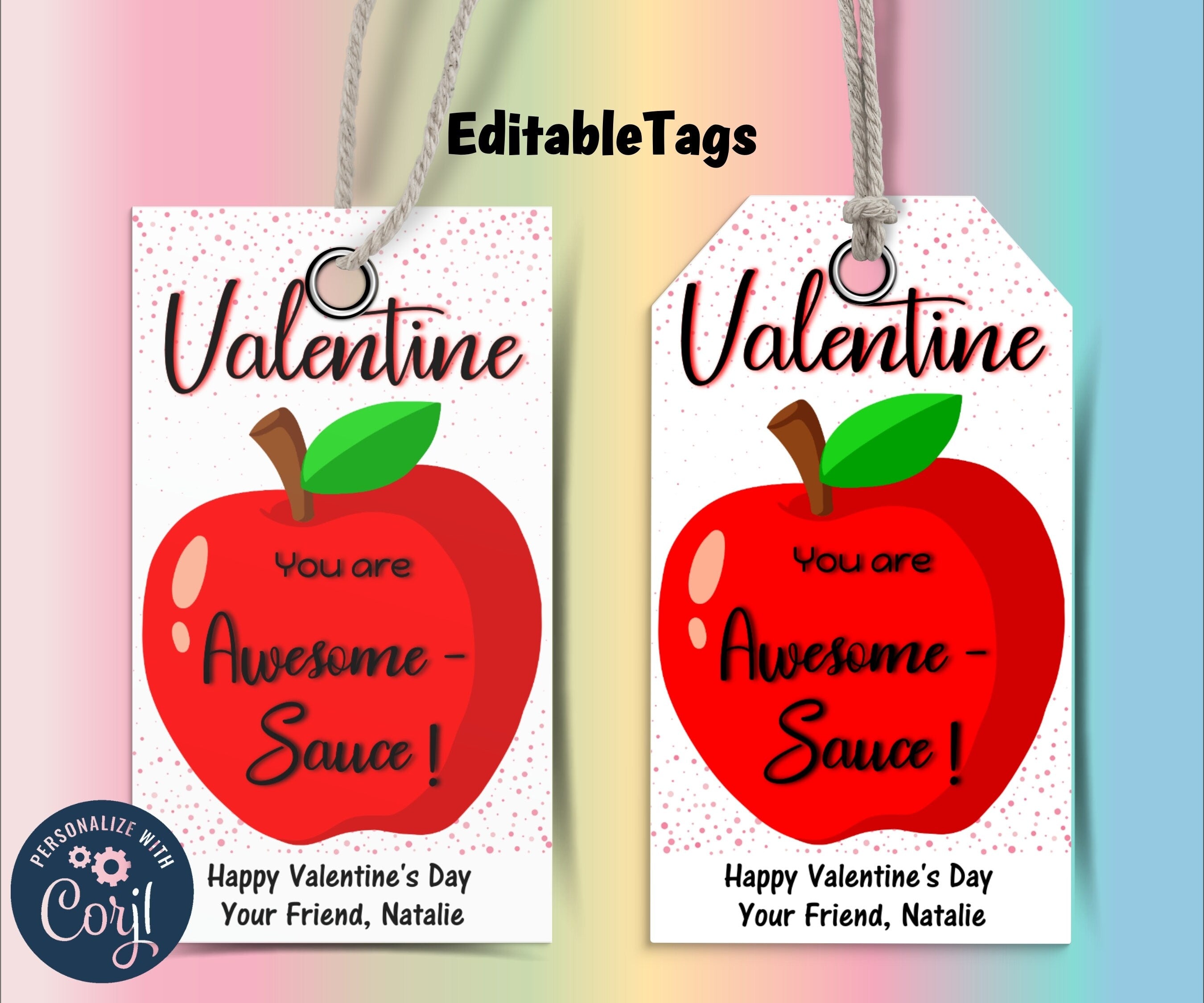 Valentines Classroom | Apple Sauce | Toddler Valentines | Applesauce Valentine Printable | Awesome Sauce Valentines Day Stickers I teachers