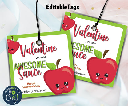 Kids Valentine | Printable Main Squeeze Valentine | Applesauce Tag | Personalized Printable | Valentine Tag | Applesauce Valentine I toddler