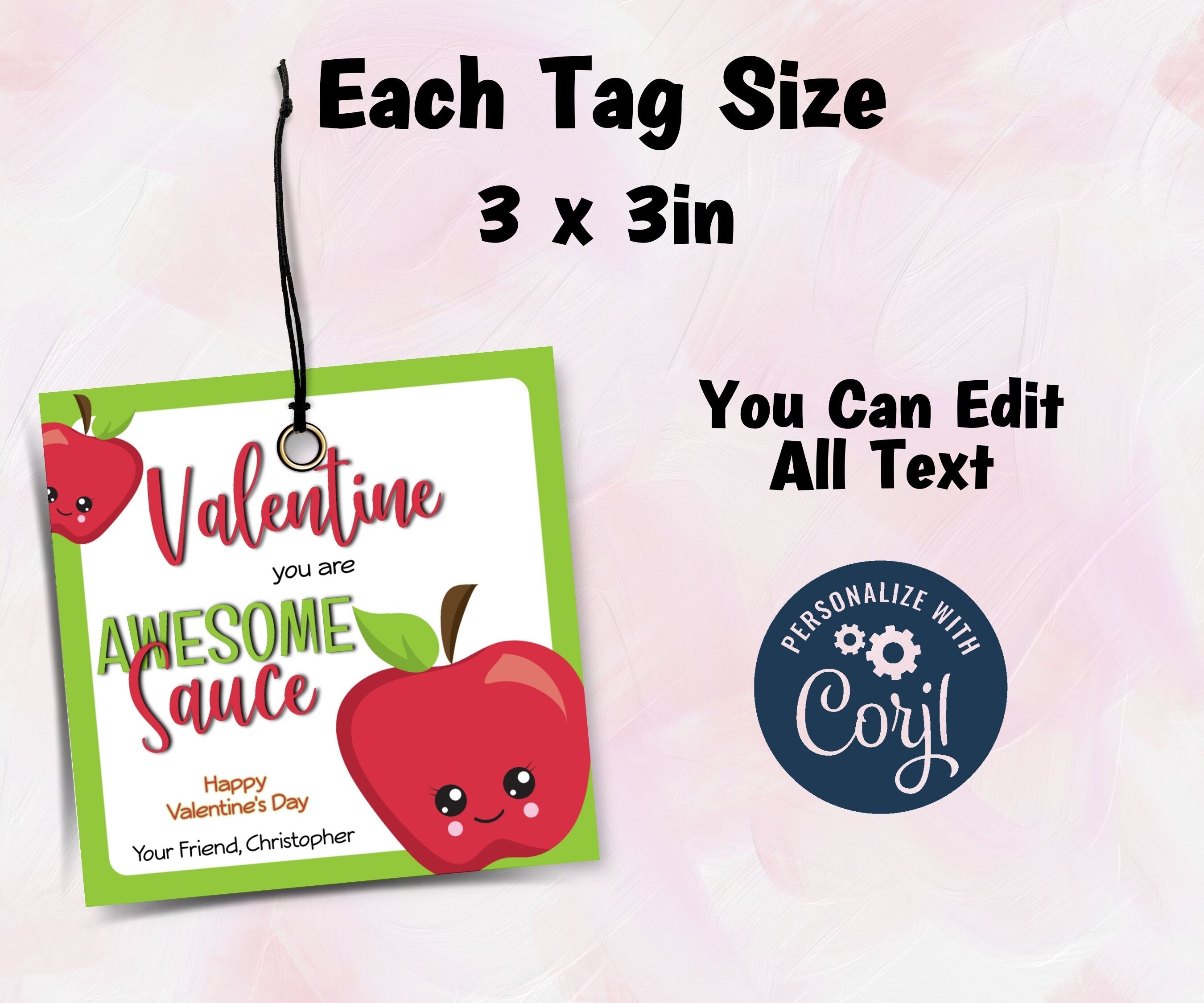 Kids Valentine | Printable Main Squeeze Valentine | Applesauce Tag | Personalized Printable | Valentine Tag | Applesauce Valentine I toddler