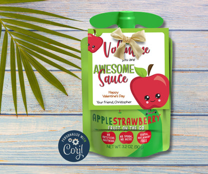 Kids Valentine | Printable Main Squeeze Valentine | Applesauce Tag | Personalized Printable | Valentine Tag | Applesauce Valentine I toddler