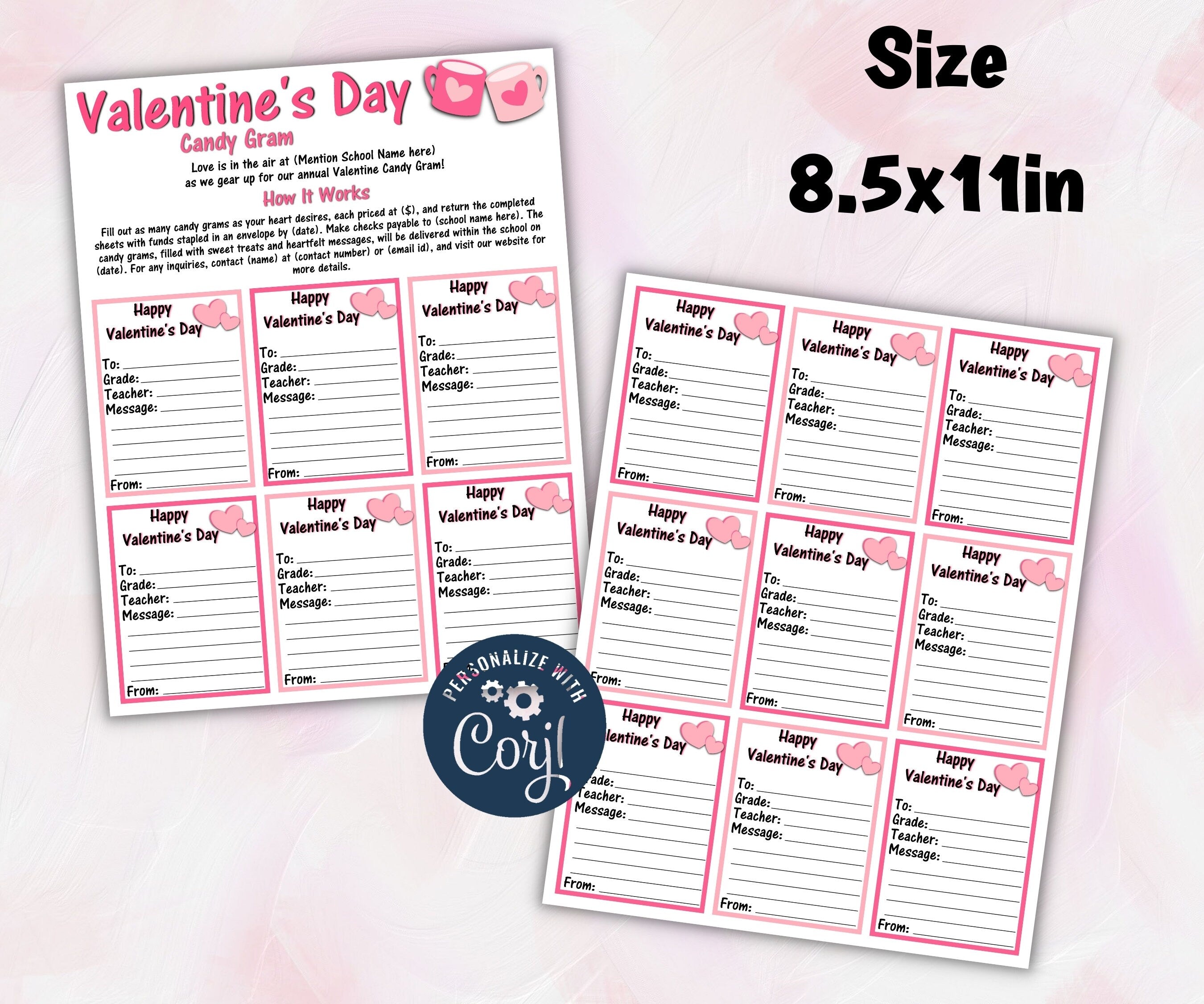 Church School Pto Pta Flyer | Candy Gram Flyer | Class Party Editable Template | Valentine Candy Sign I CandyGram Flyer | Candy Poster I tag