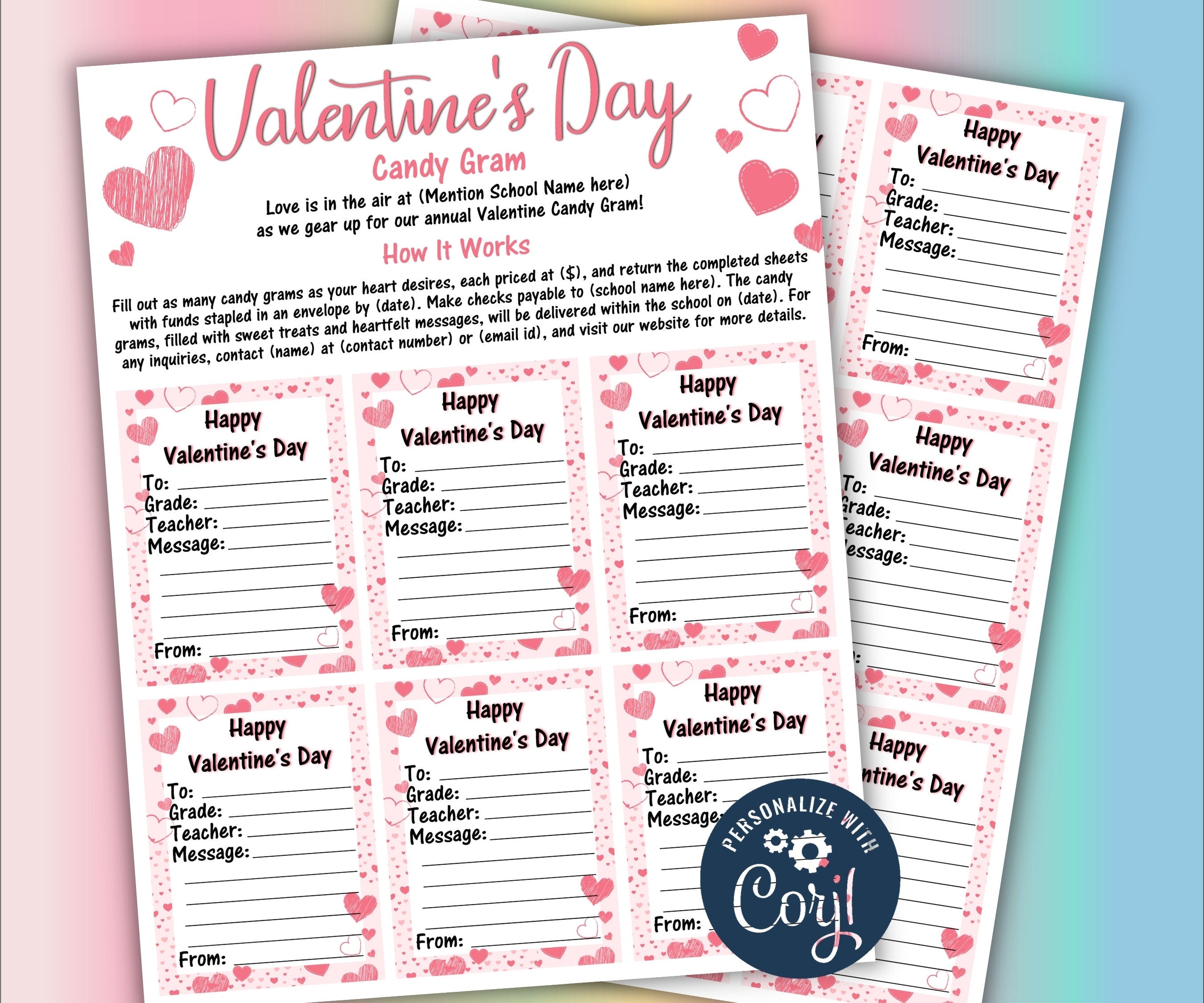 Valentine'S Day Candy Fundraiser | Church School Pto Pta FlyerI Valentine Fundraiser I Fundraiser Flyer I Editable Template I Classroom gram