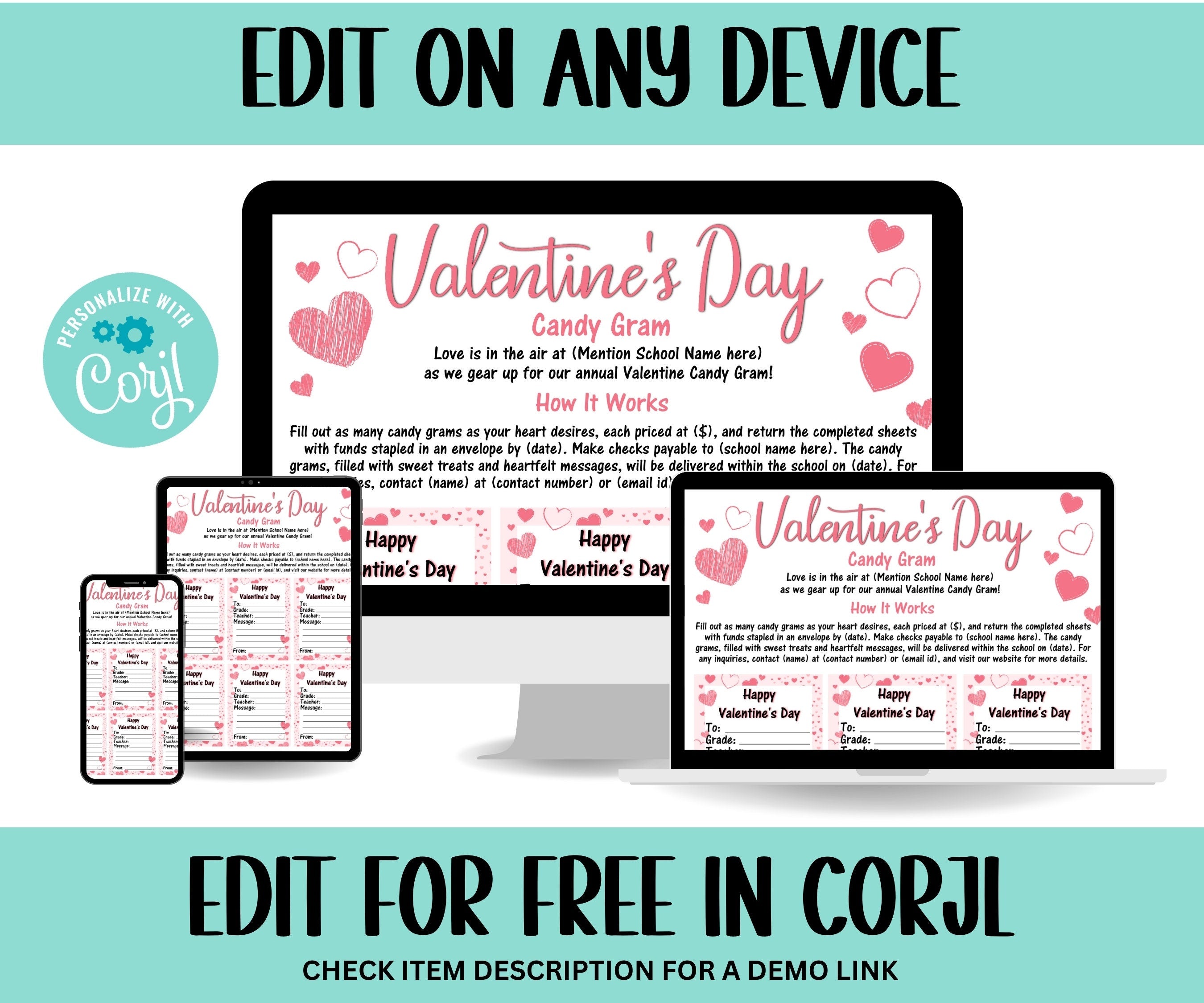 Valentine'S Day Candy Fundraiser | Church School Pto Pta FlyerI Valentine Fundraiser I Fundraiser Flyer I Editable Template I Classroom gram