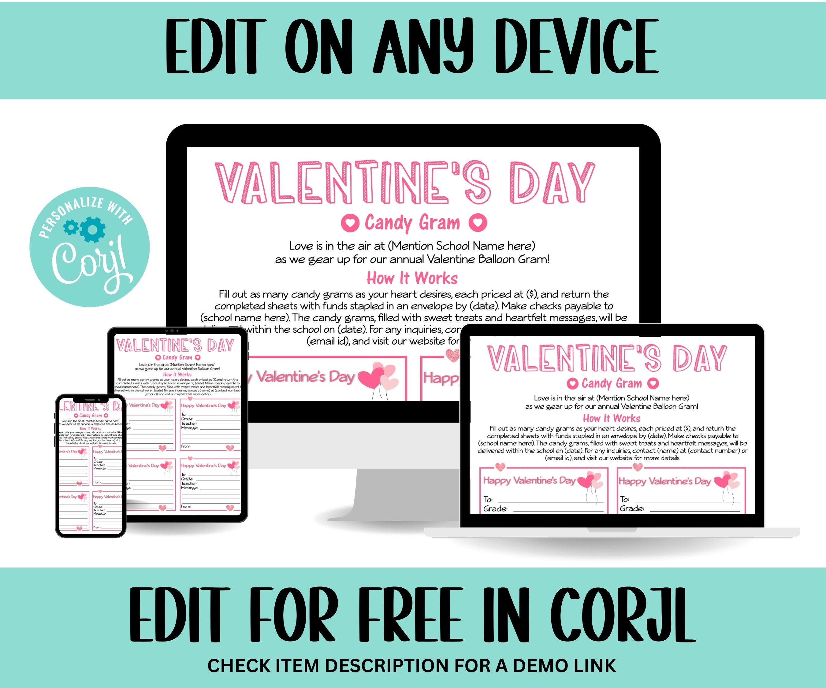 Classroom gram I Valentine Day Candy Fundraiser | Church School Pto Pta Flyer I Valentine Fundraiser I Fundraiser Flyer I Editable Template