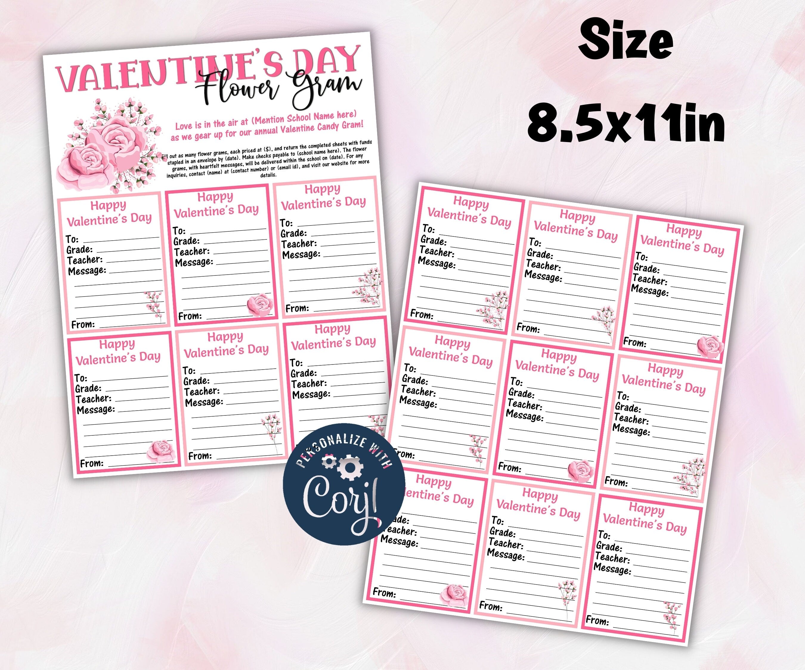 Valentine Day Flower Fundraiser | Church School Pto Pta Flyer I Valentine Fundraiser I Fundraiser Flyer I Editable Template I Classroom gram