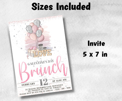 Galentine'S Brunch Party | Girls Night | Corjl Template | Galentines Party I Galentine Editable Invitation I Galentine Brunch Invite