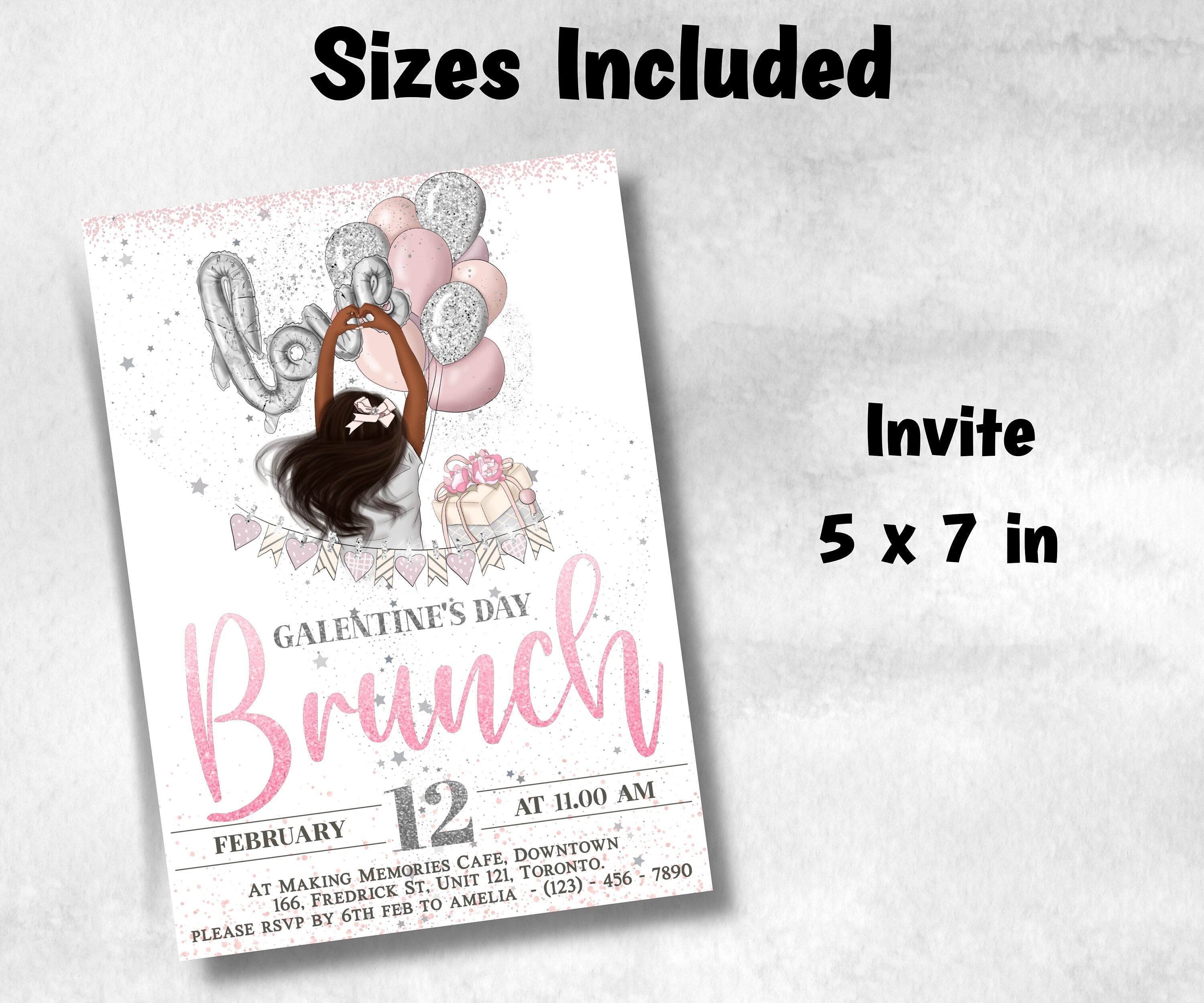 Galentine'S Day | Girls Night | Corjl Template | Galentines Day Party I Galentine Editable Invitation I Galentine Invite | Brunch Invitation