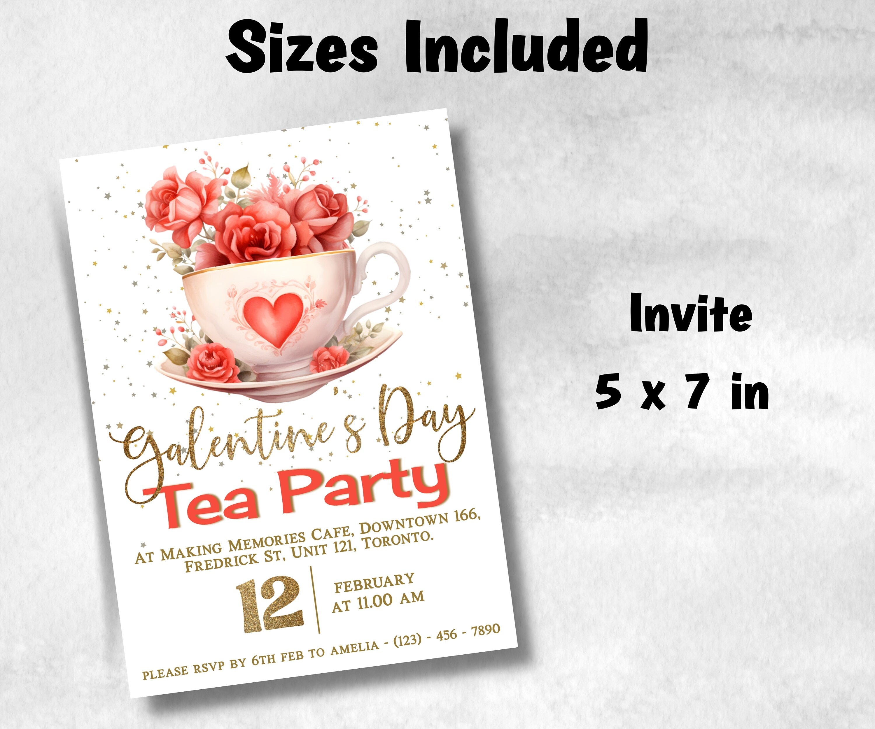 Galentines Tea Party Invitation | Galentines Day I Gift Exchange Galentine Day Invitation | Editable Galentine'S Invite | Editable in Corjl