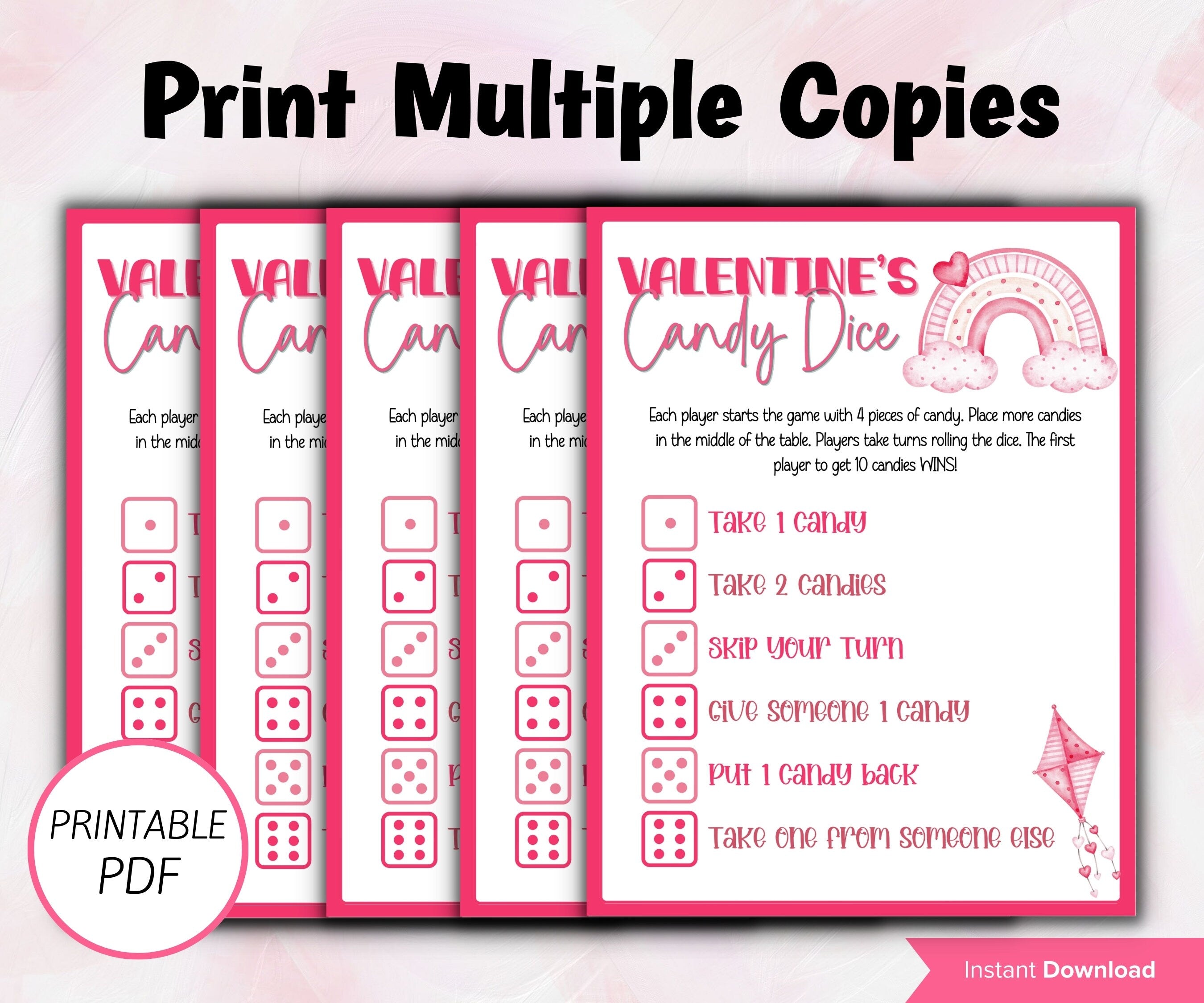 Valentine'S Party Game I Valentine Cards | Valentine'S Day | Video Game Printable | Printable Valentine Party Games I Roll A Dice Game