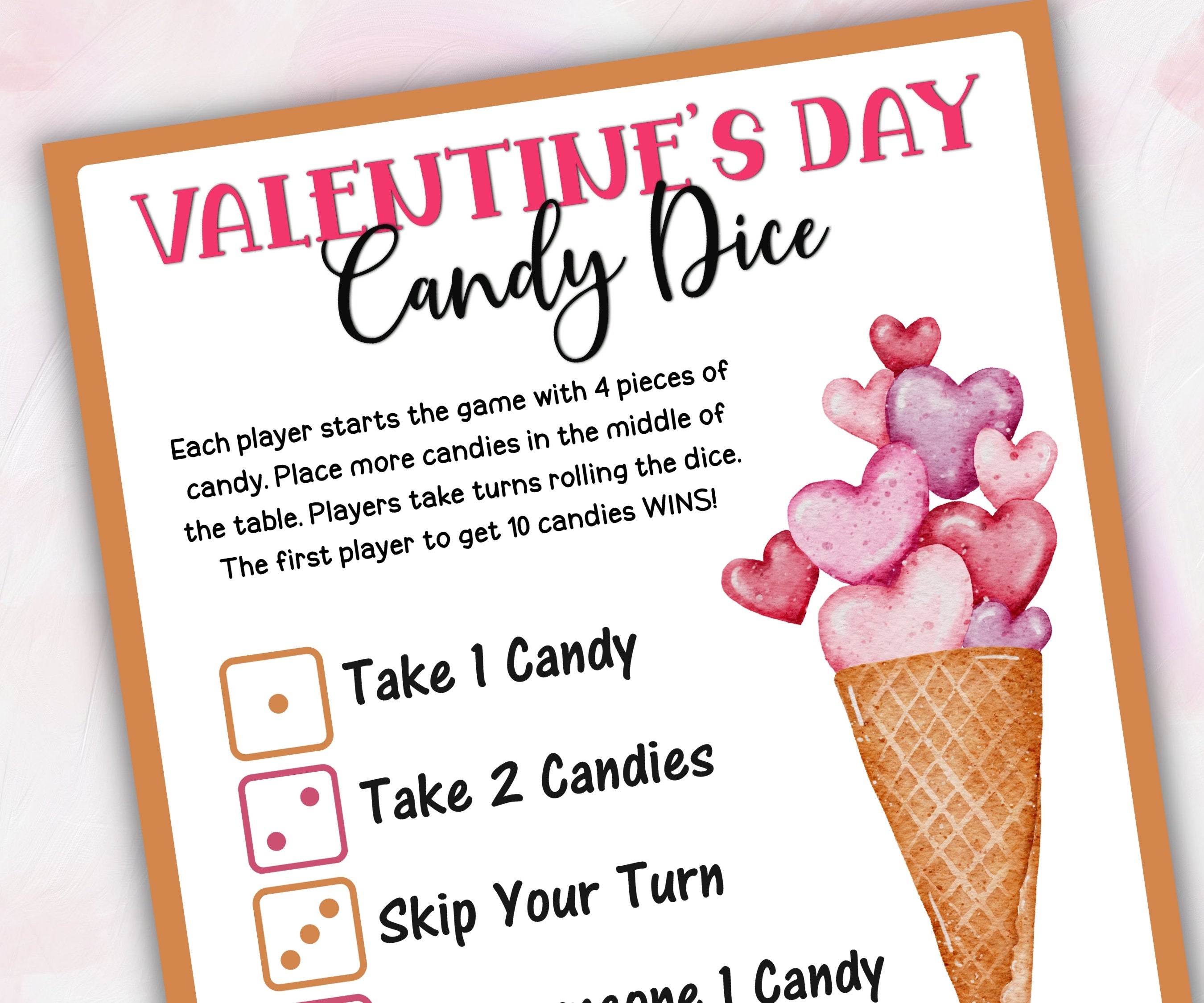 Valentine'S Day Candy Dice Game | Valentine'S Day Candy Match Game | Ice cream candy I Preschool Valentine I School Icebreaker Candy Dice